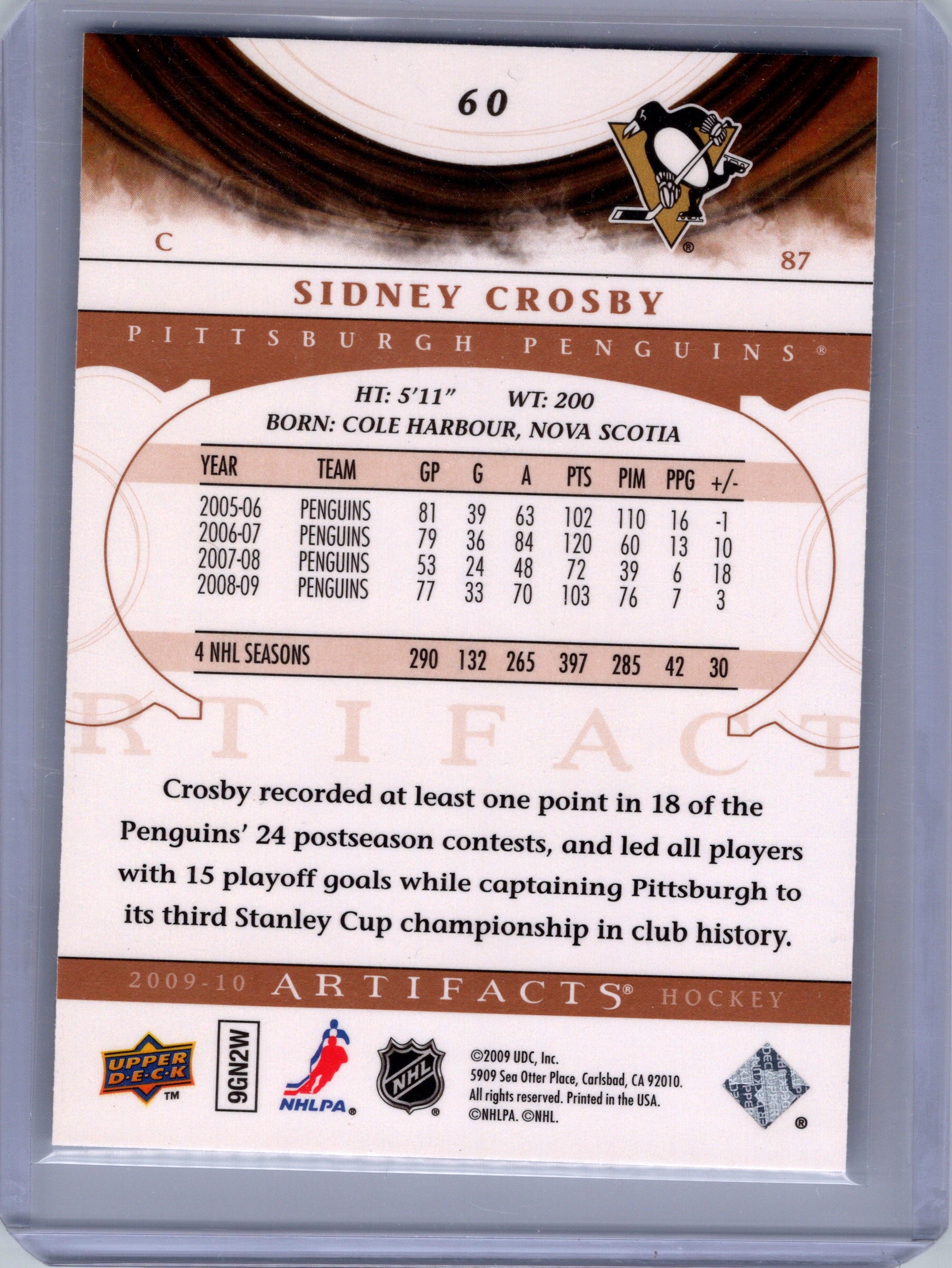 2009-10 Upper Deck Artifacts #60 Sidney Crosby