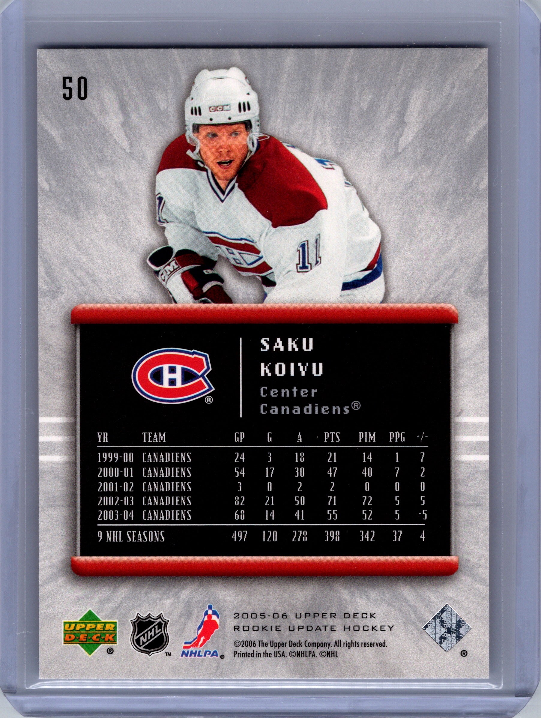 2005-06 Upper Deck Rookie Update #50 Saku Koivu