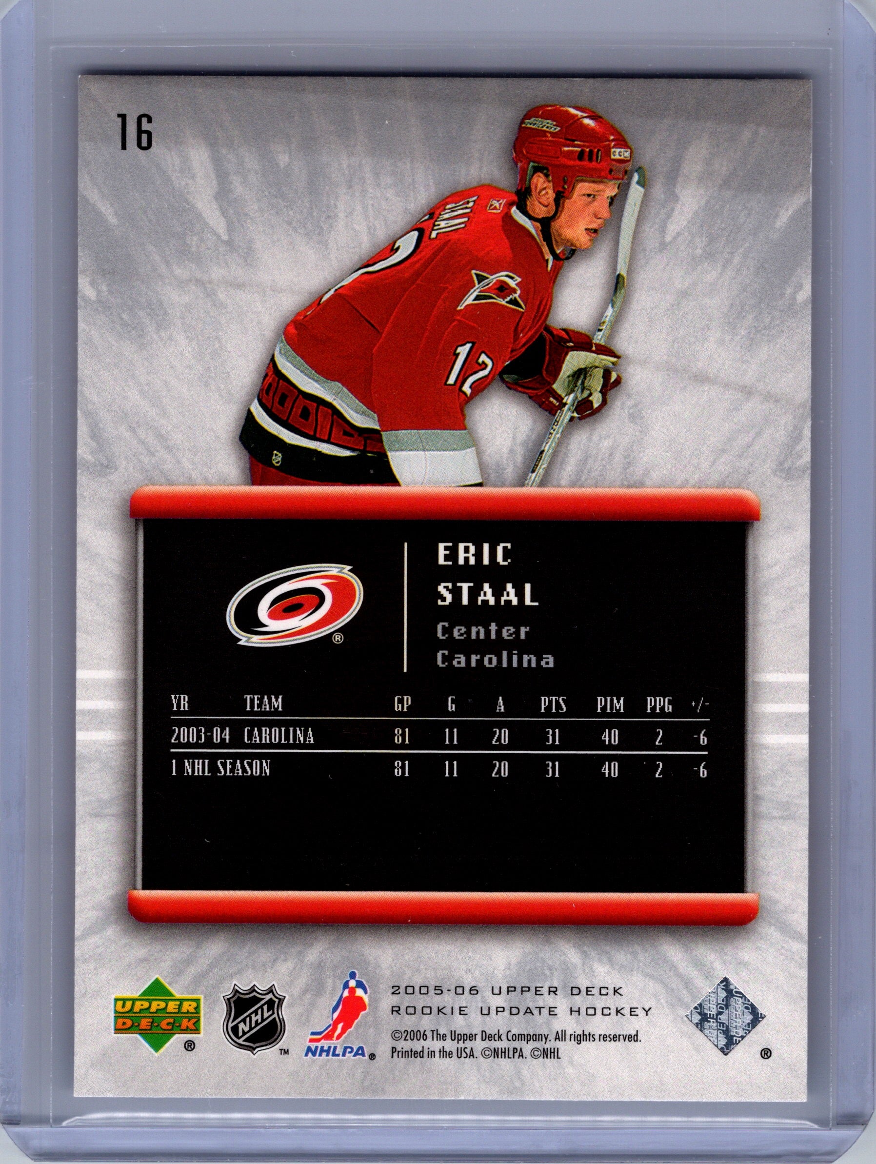 2005-06 Upper Deck Rookie Update #16 Eric Staal