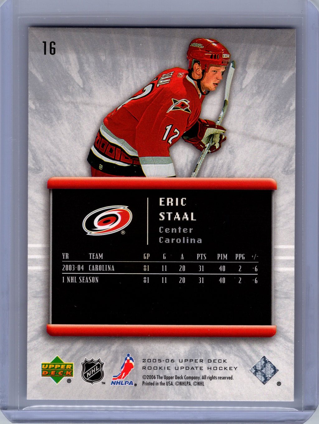 2005-06 Upper Deck Rookie Update #16 Eric Staal