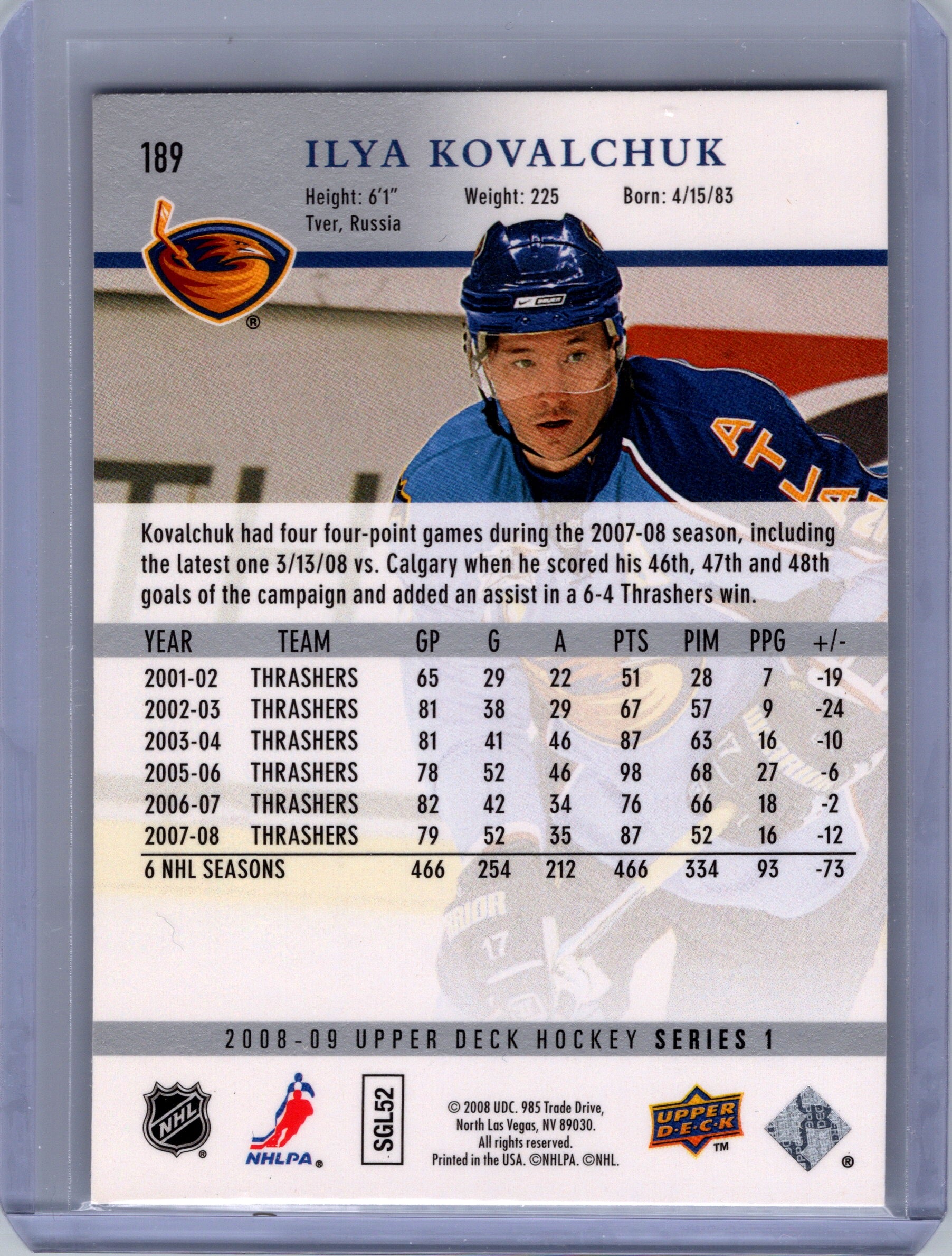 2008-09 Upper Deck #189 Ilya Kovalchuk