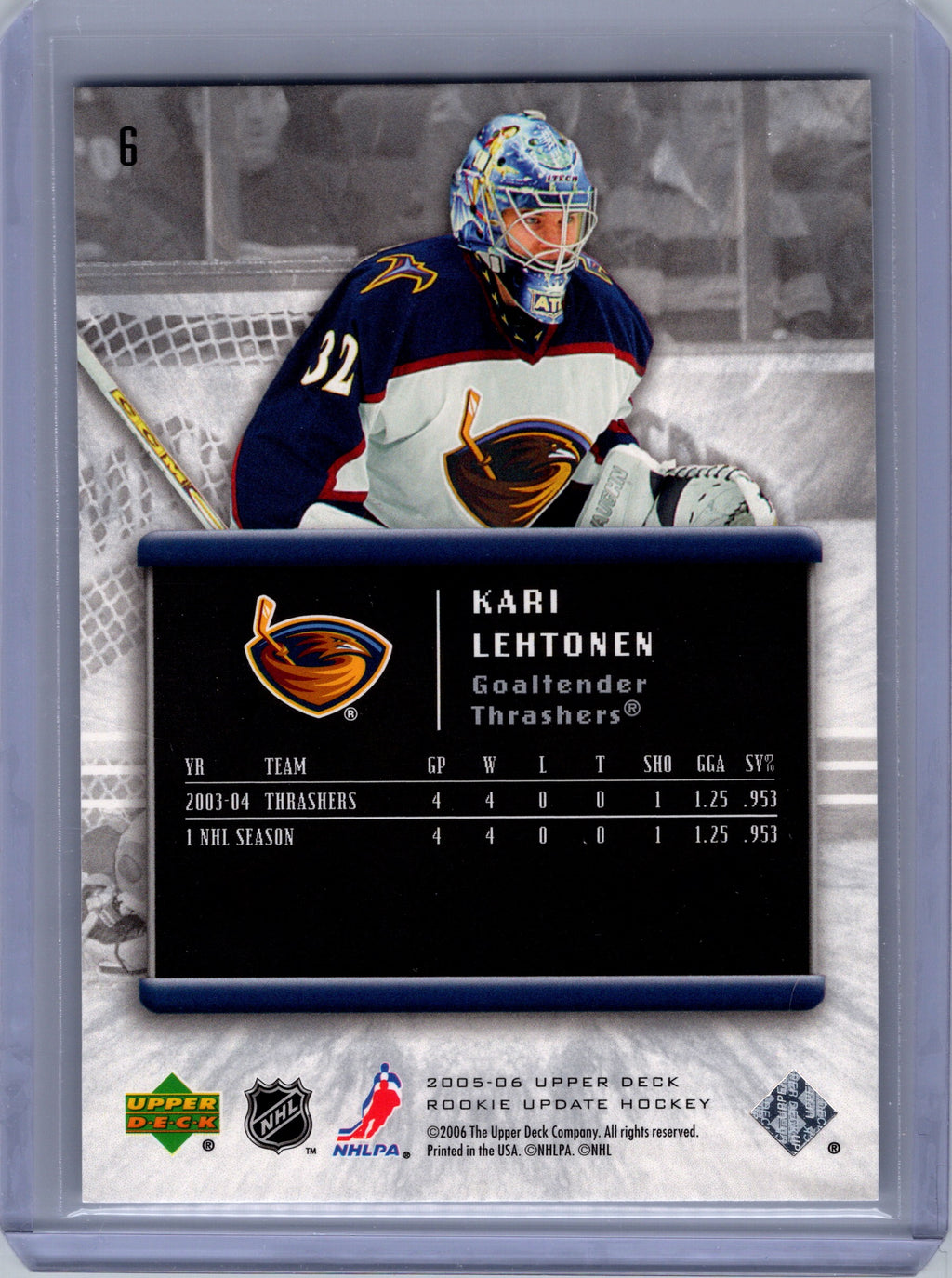 2005-06 Upper Deck Rookie Update #6 Kari Lehtonen