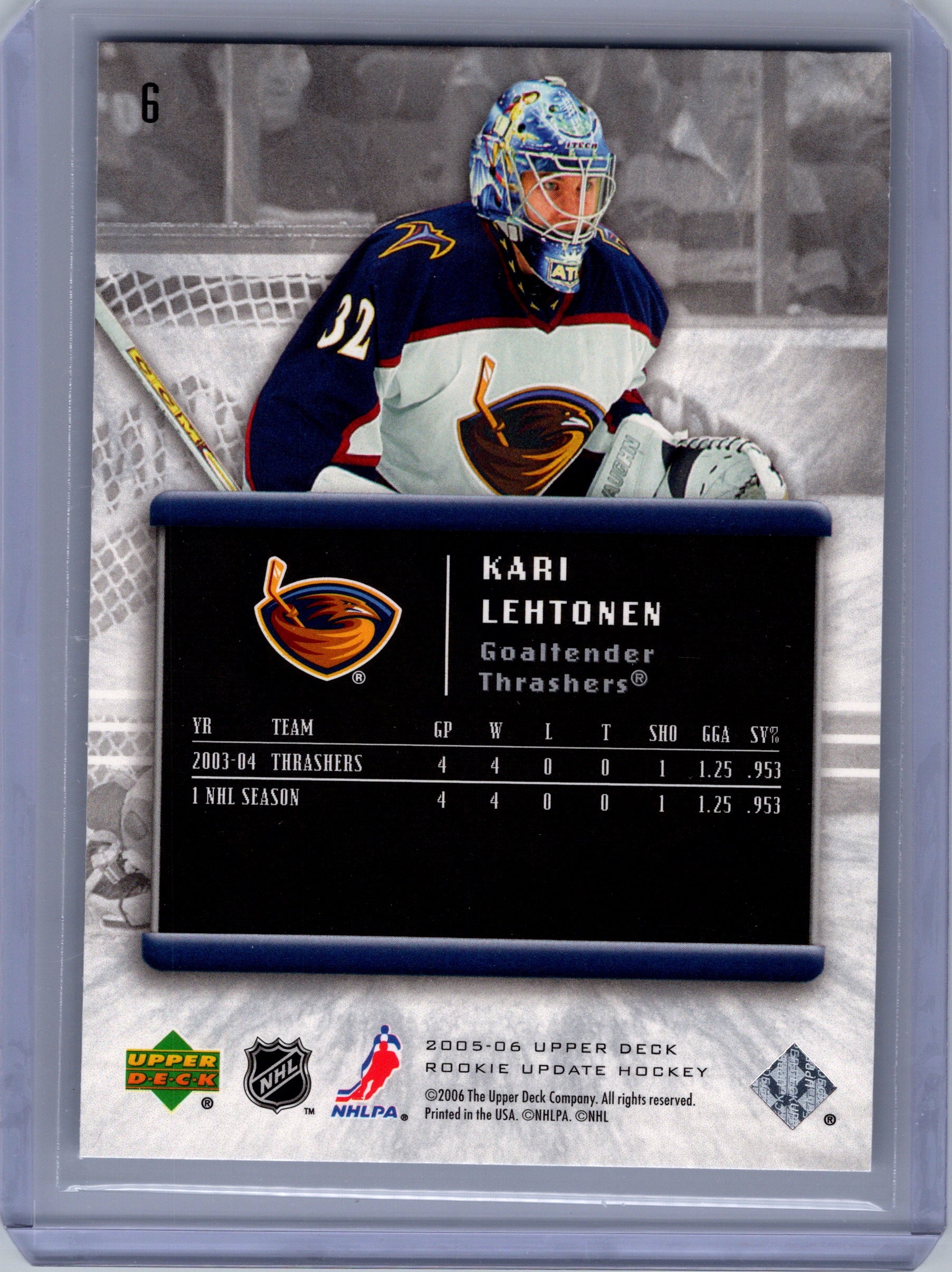 2005-06 Upper Deck Rookie Update #6 Kari Lehtonen