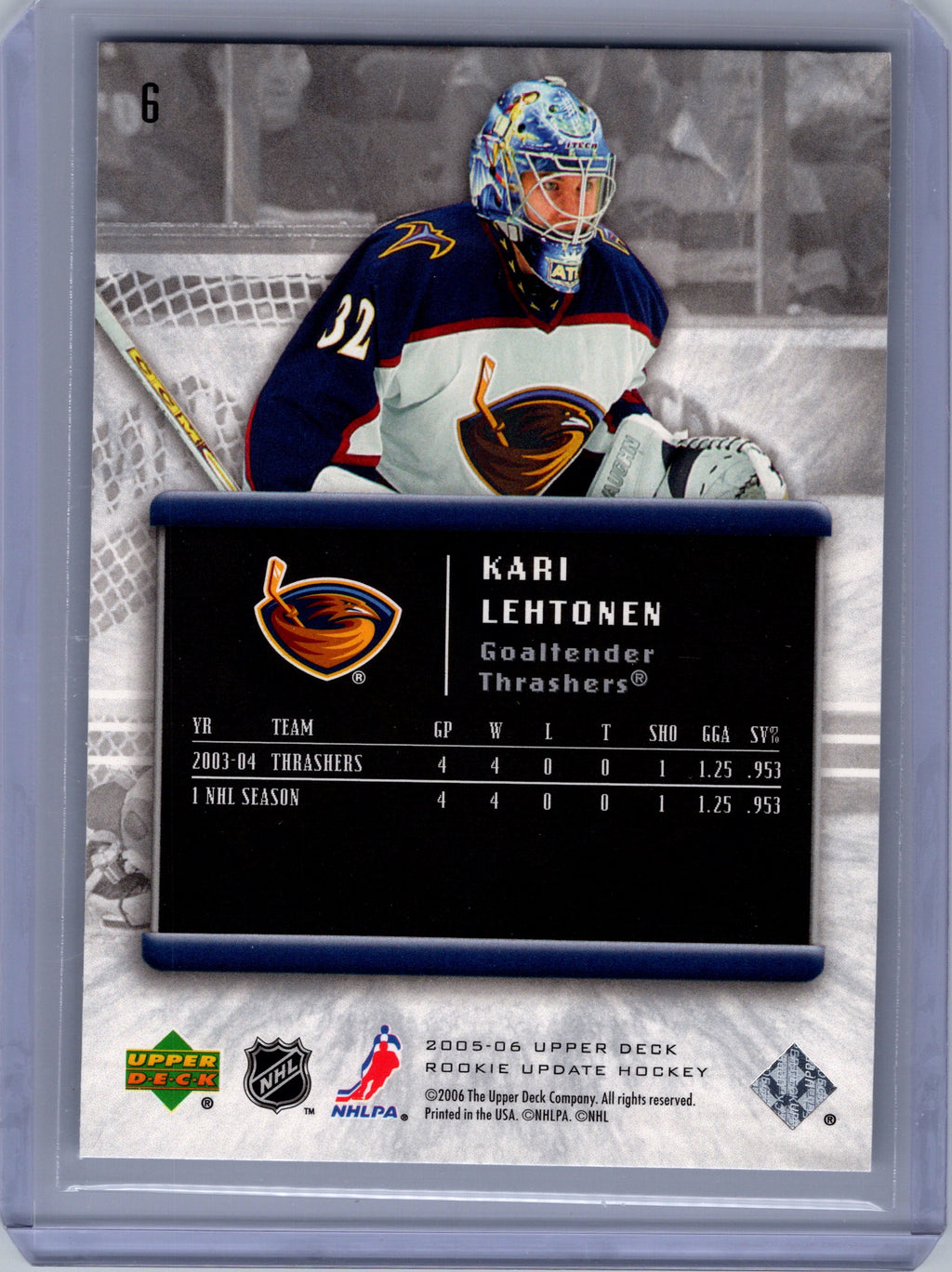 2005-06 Upper Deck Rookie Update #6 Kari Lehtonen