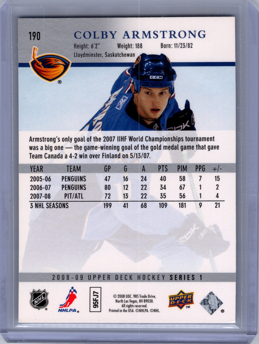 2008-09 Upper Deck #190 Colby Armstrong