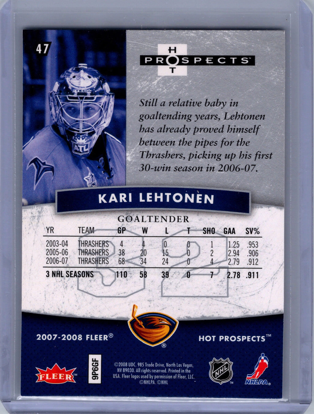2007-08 Fleer Hot Prospects #47 Kari Lehtonen