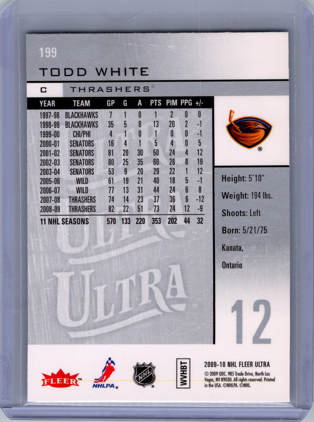 2009-10 Ultra #199 Todd White Ice Medallion #/100