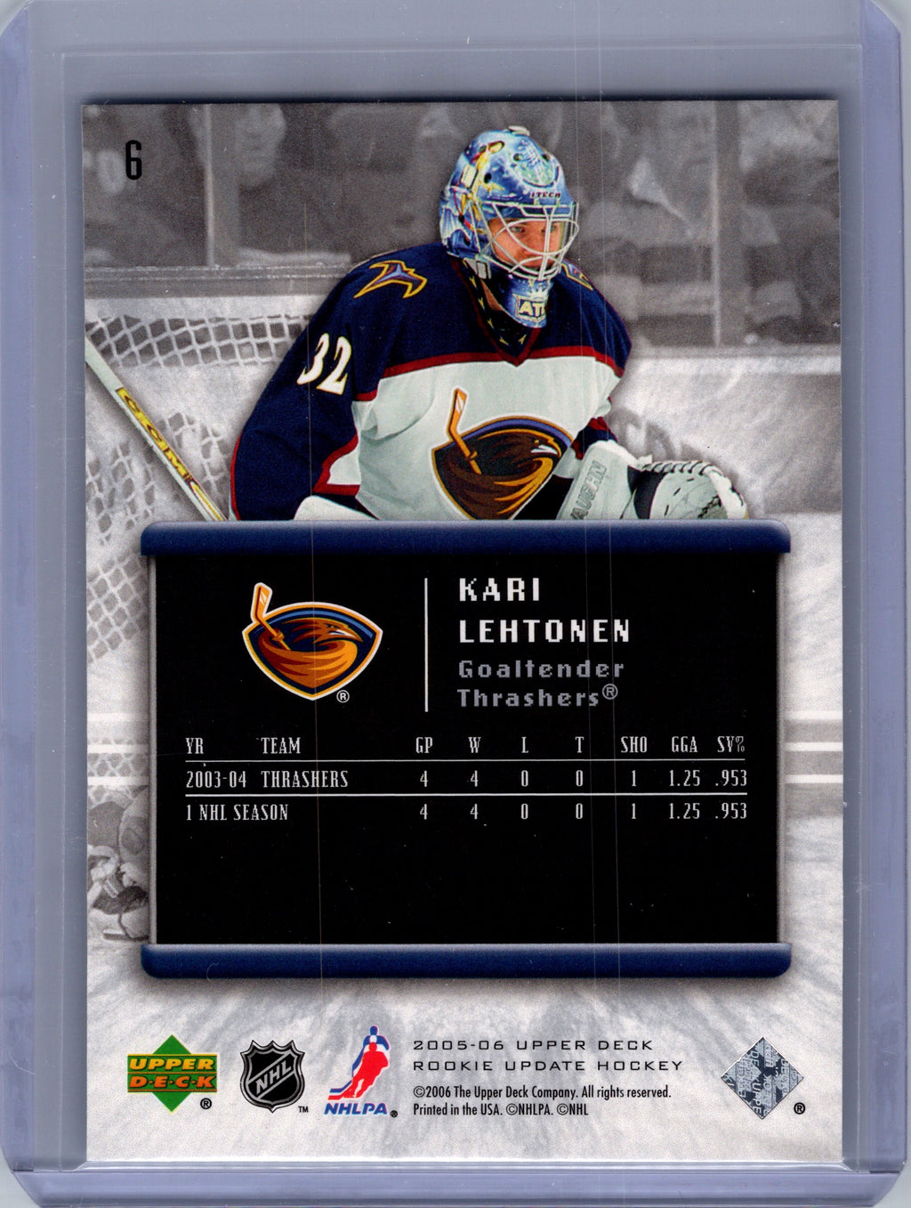2005-06 Upper Deck Rookie Update #6 Kari Lehtonen
