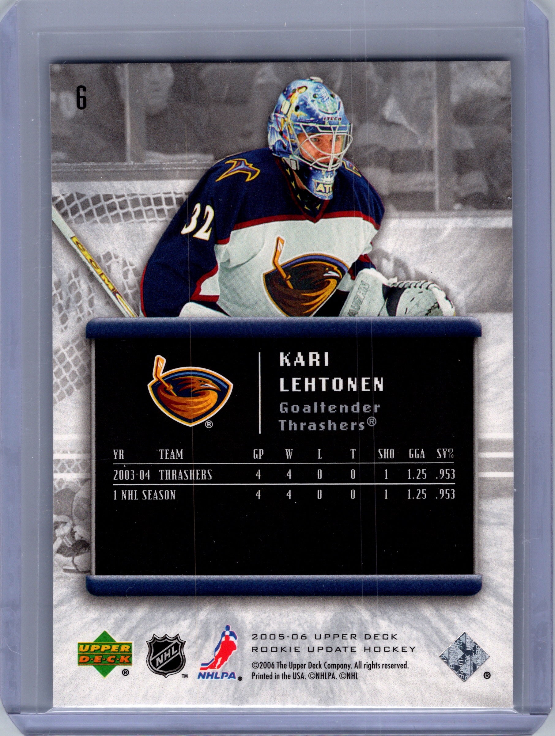 2005-06 Upper Deck Rookie Update #6 Kari Lehtonen