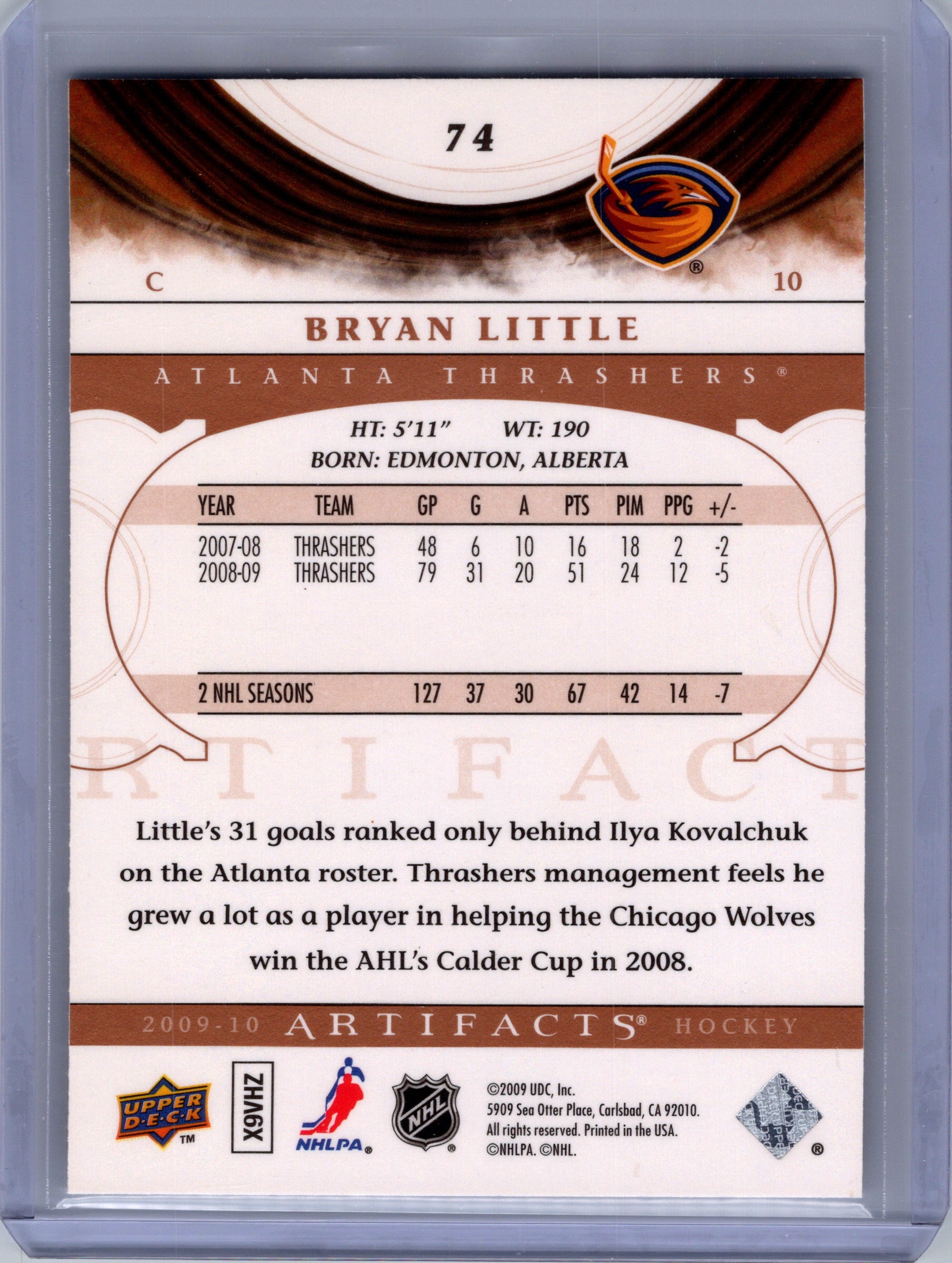 2009-10 Upper Deck Artifacts #74 Bryan Little
