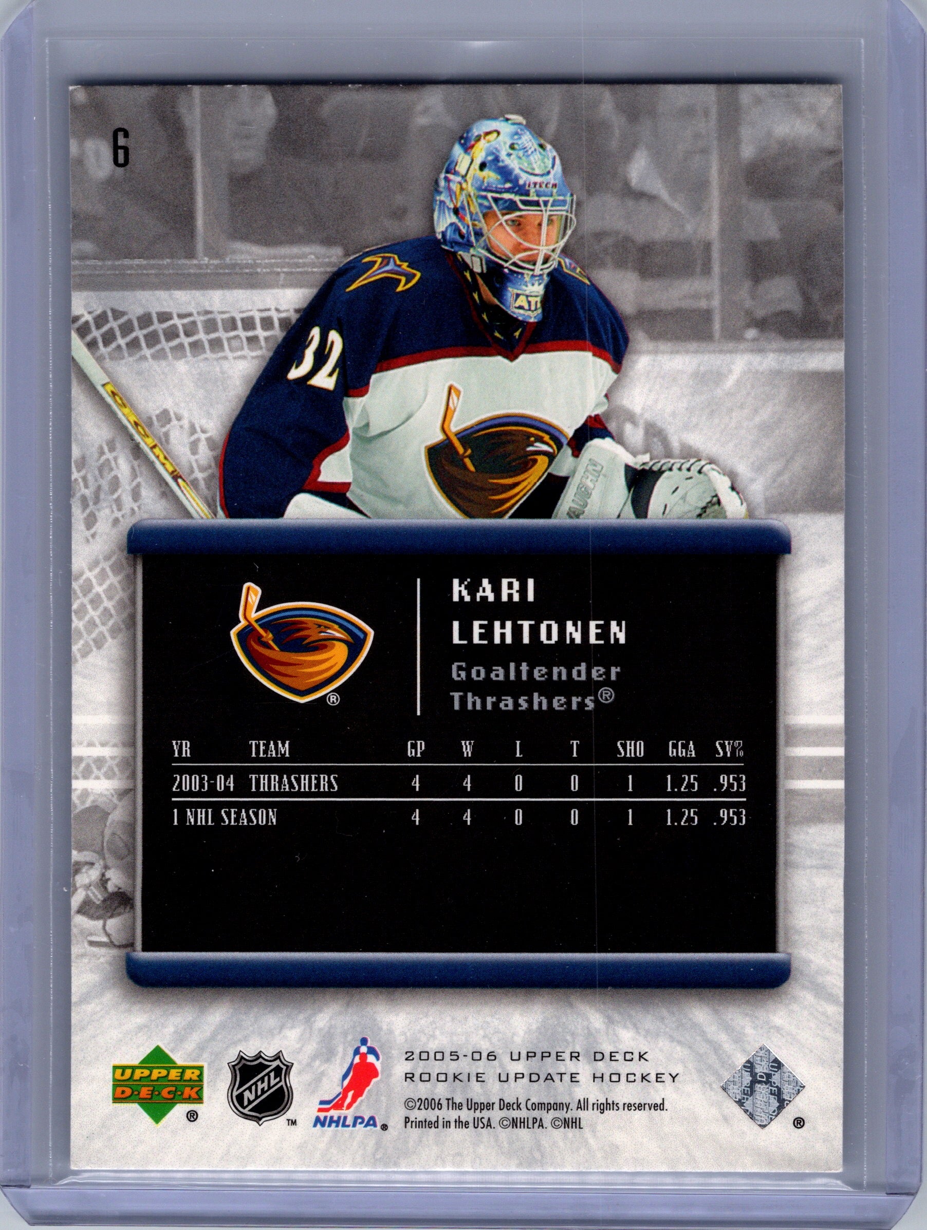 2005-06 Upper Deck Rookie Update #6 Kari Lehtonen