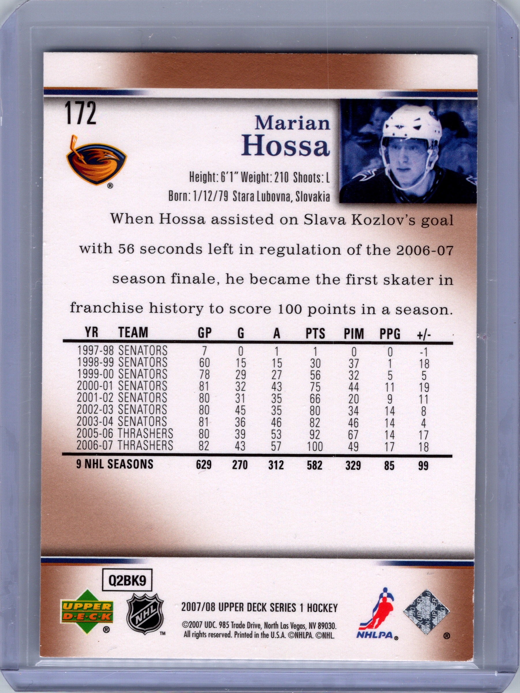 2007-08 Upper Deck #172 Marian Hossa
