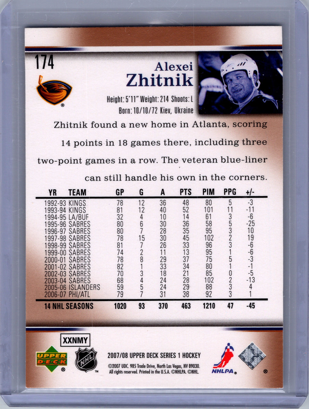 2007-08 Upper Deck #174 Alexei Zhitnik