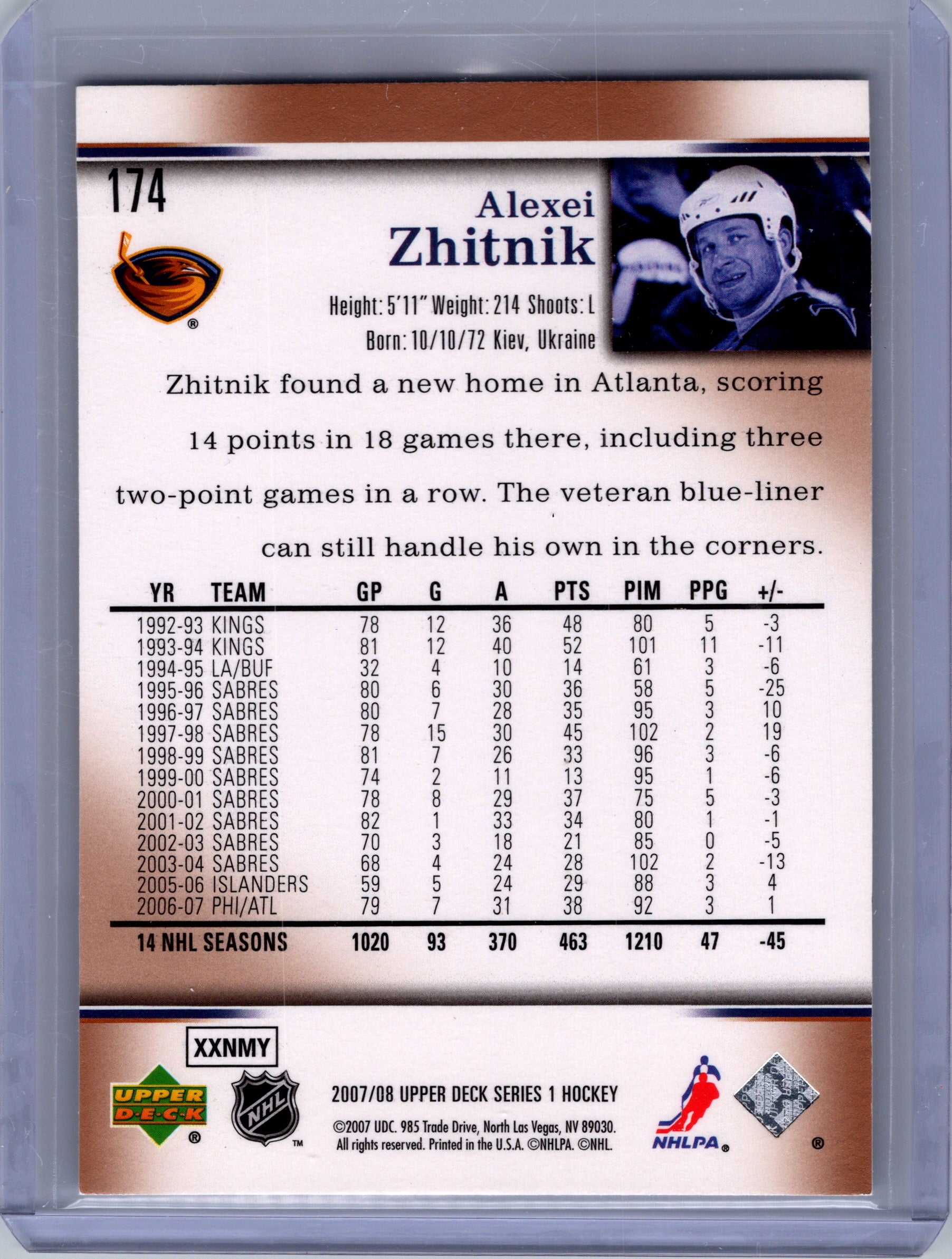 2007-08 Upper Deck #174 Alexei Zhitnik