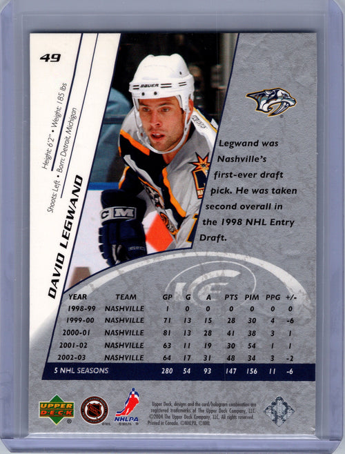 2003-04 Upper Deck Ice #49 David Legwand