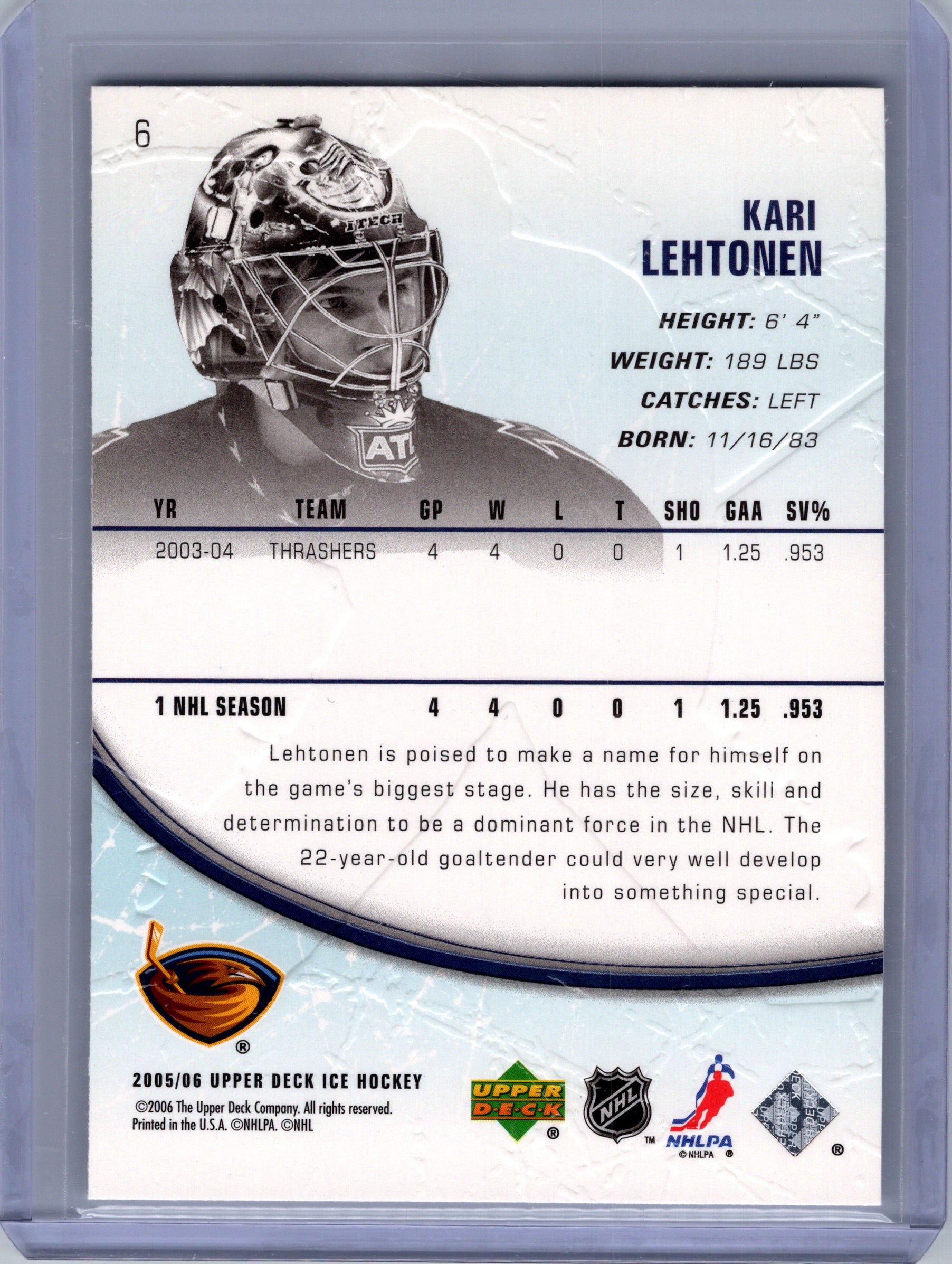 2005-06 Upper Deck Ice #6 Kari Lehtonen