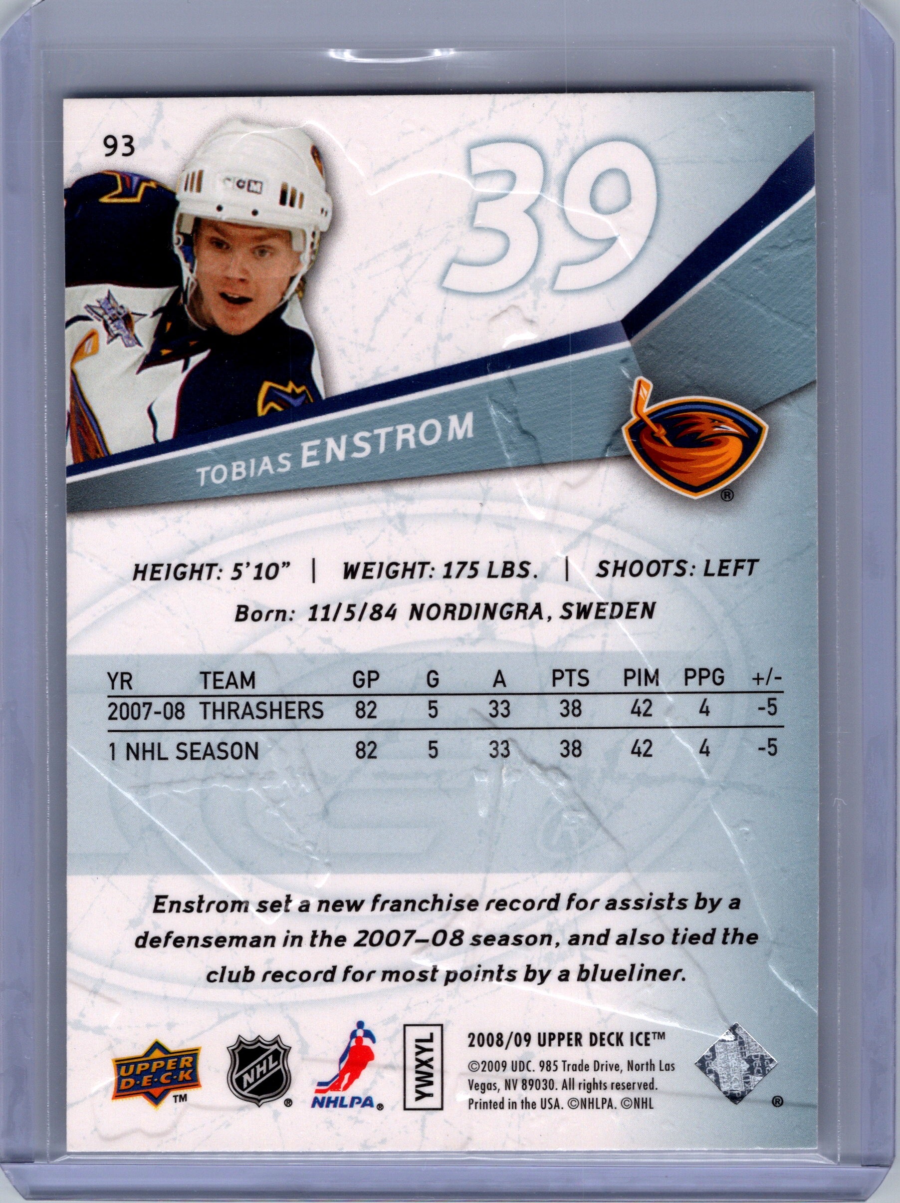 2008-09 Upper Deck Ice #93 Tobias Enstrom