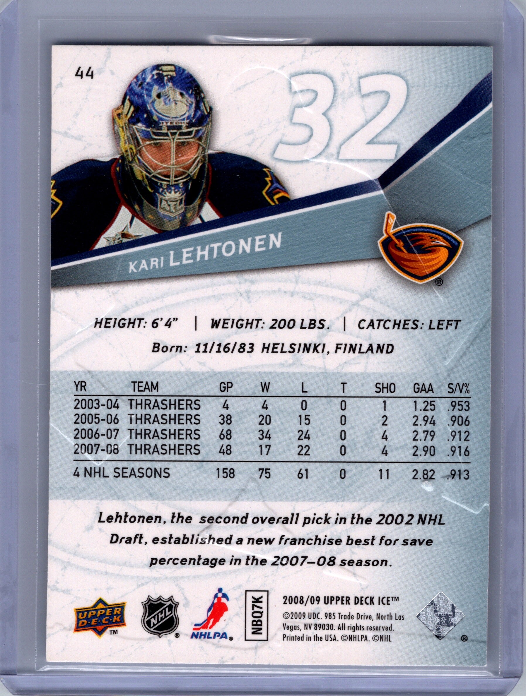 2008-09 Upper Deck Ice #44 Kari Lehtonen