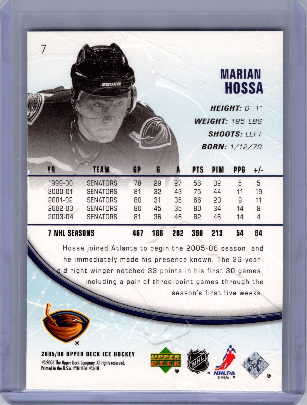 2005-06 Upper Deck Ice #7 Marian Hossa
