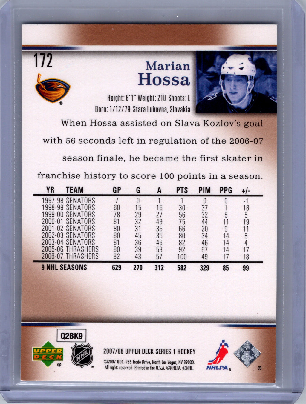 2007-08 Upper Deck #172 Marian Hossa
