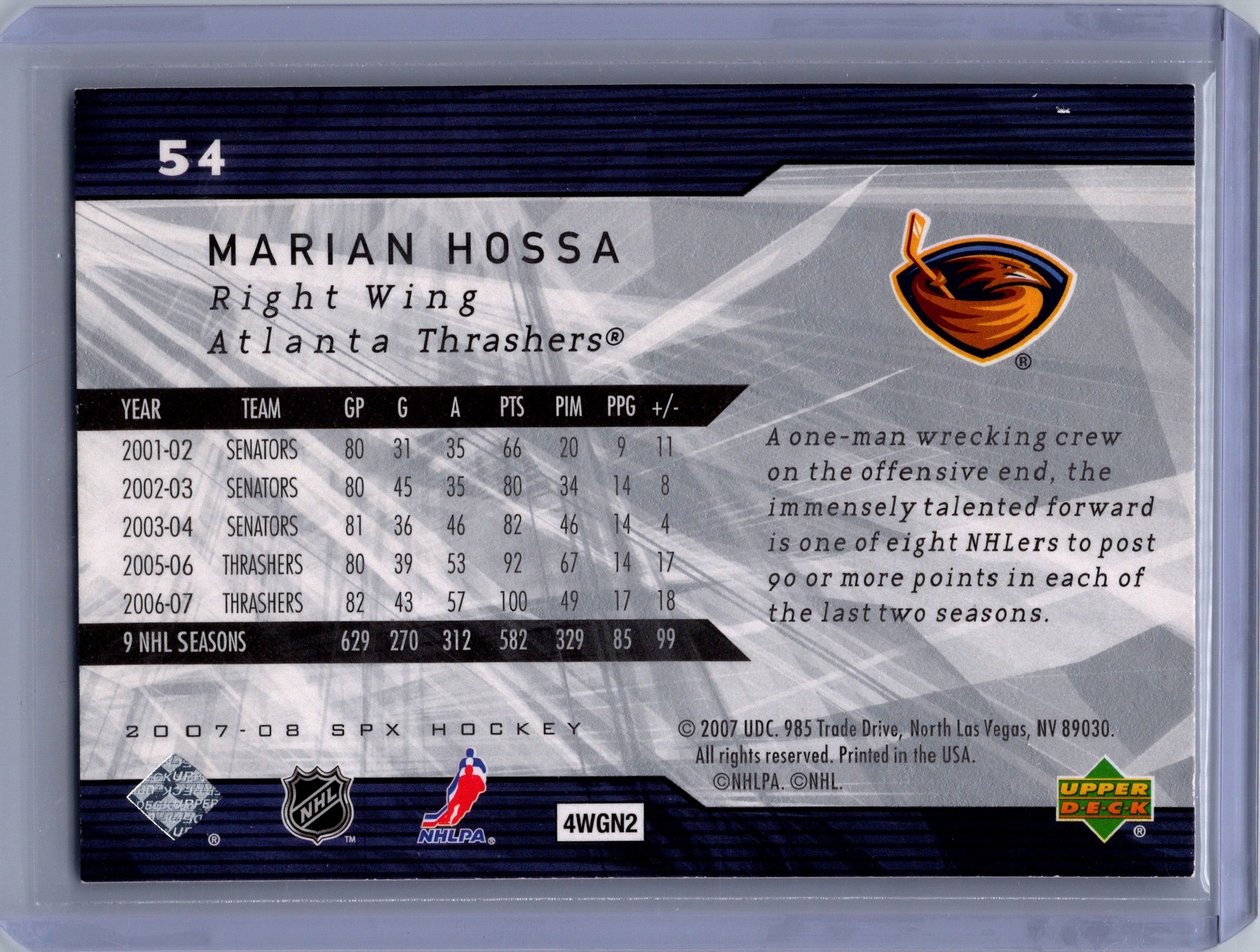 2007-08 SPx #54 Marian Hossa