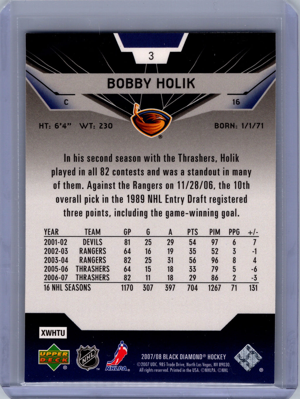2007-08 Upper Deck Black Diamond #3 Bobby Holik