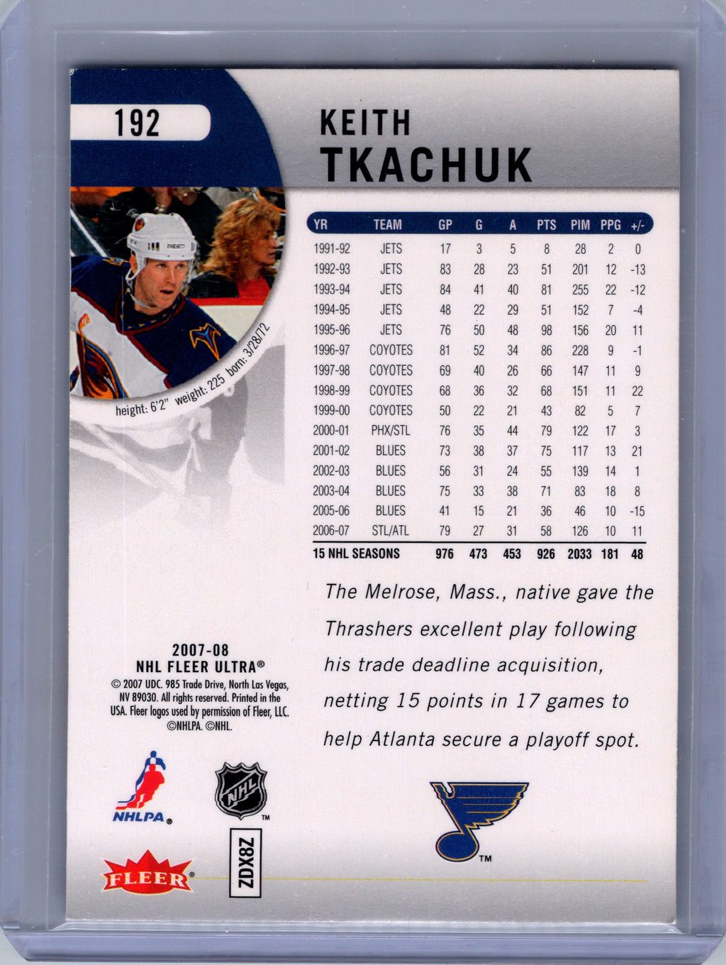 2007-08 Ultra #192 Keith Tkachuk