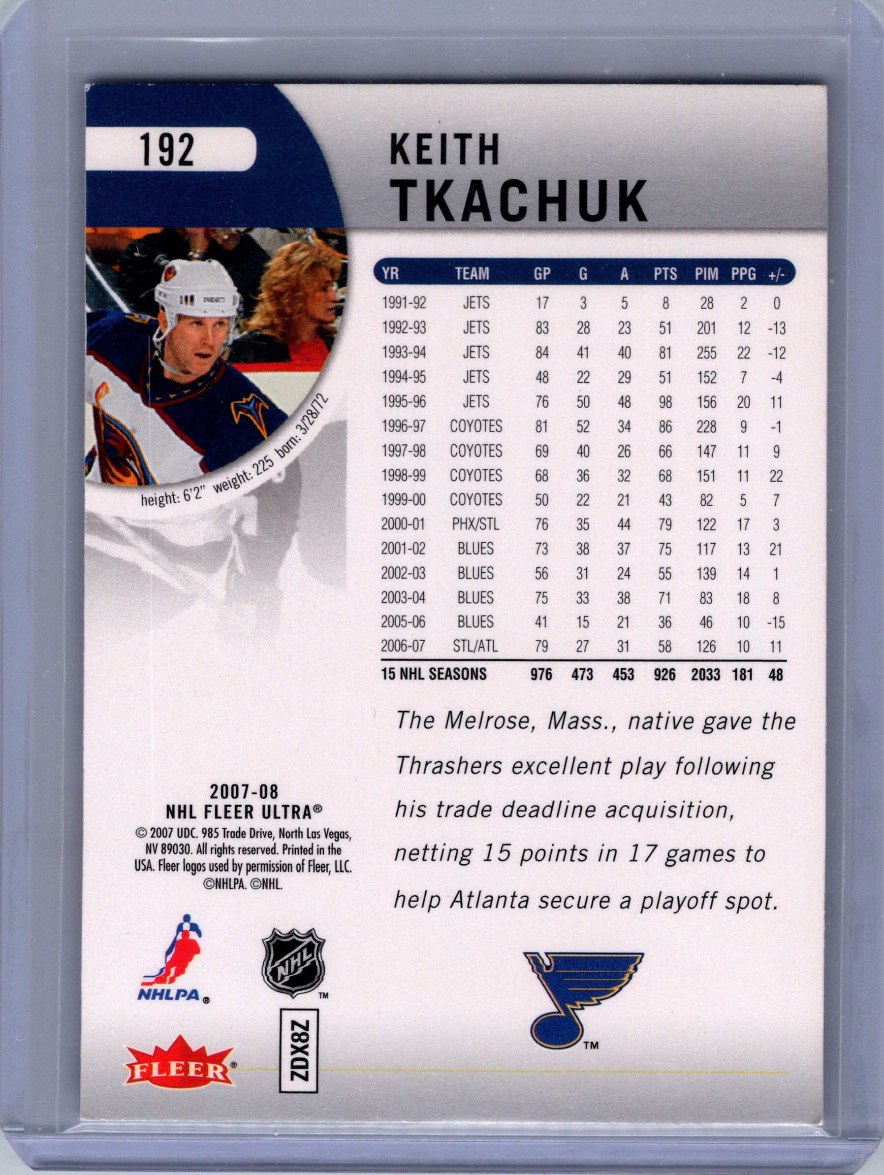 2007-08 Ultra #192 Keith Tkachuk