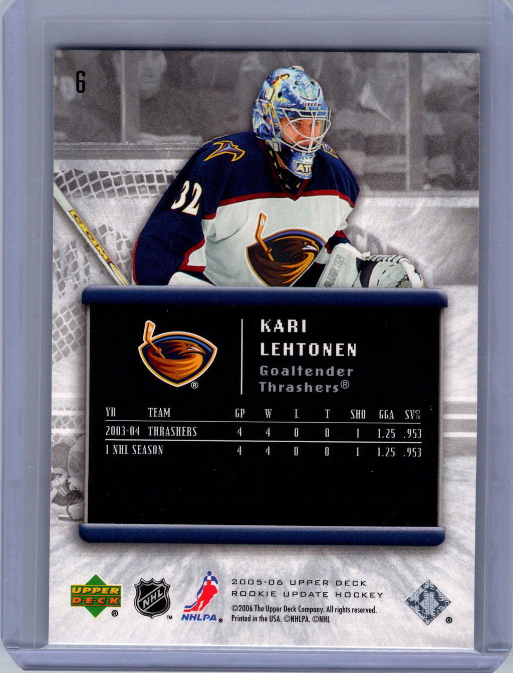 2005-06 Upper Deck Rookie Update #6 Kari Lehtonen