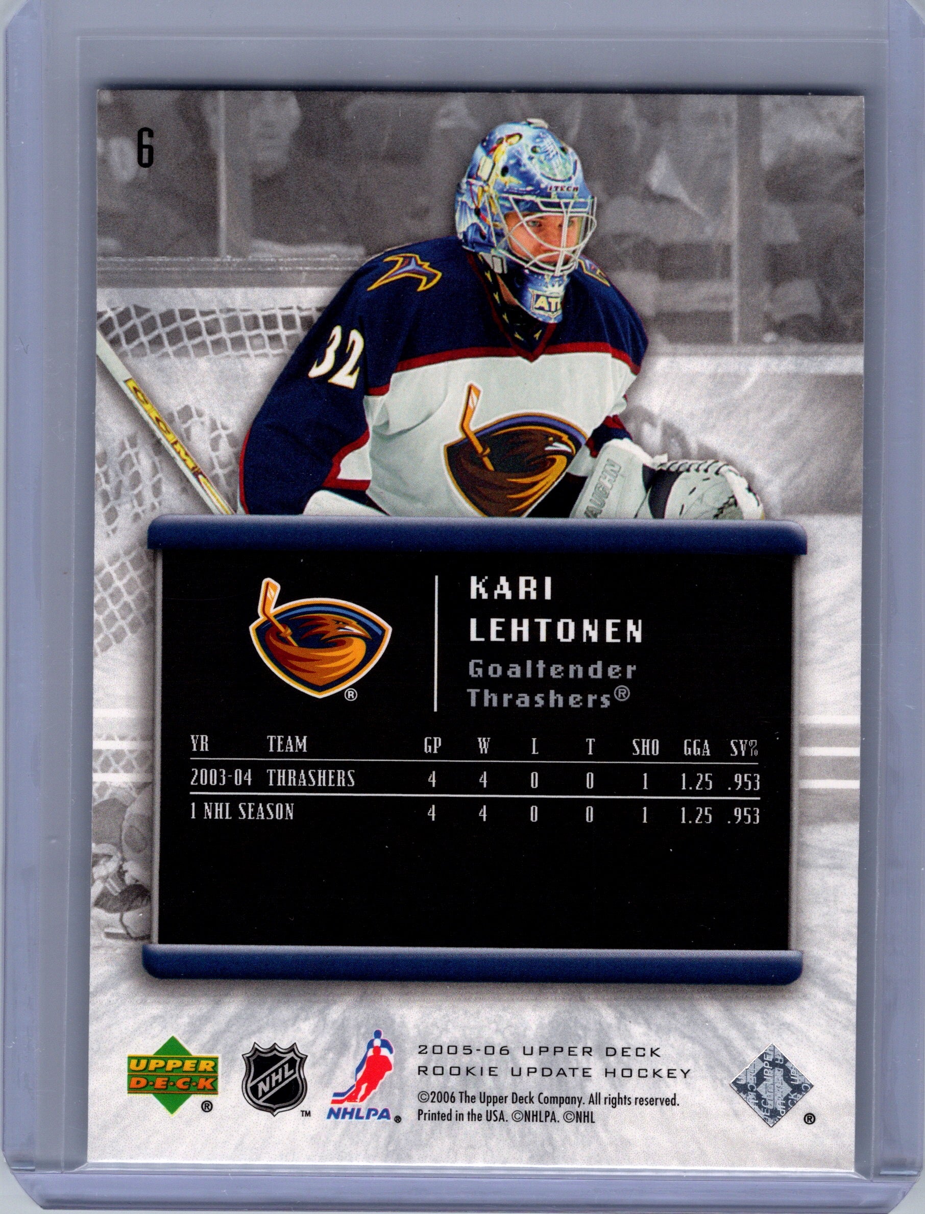 2005-06 Upper Deck Rookie Update #6 Kari Lehtonen