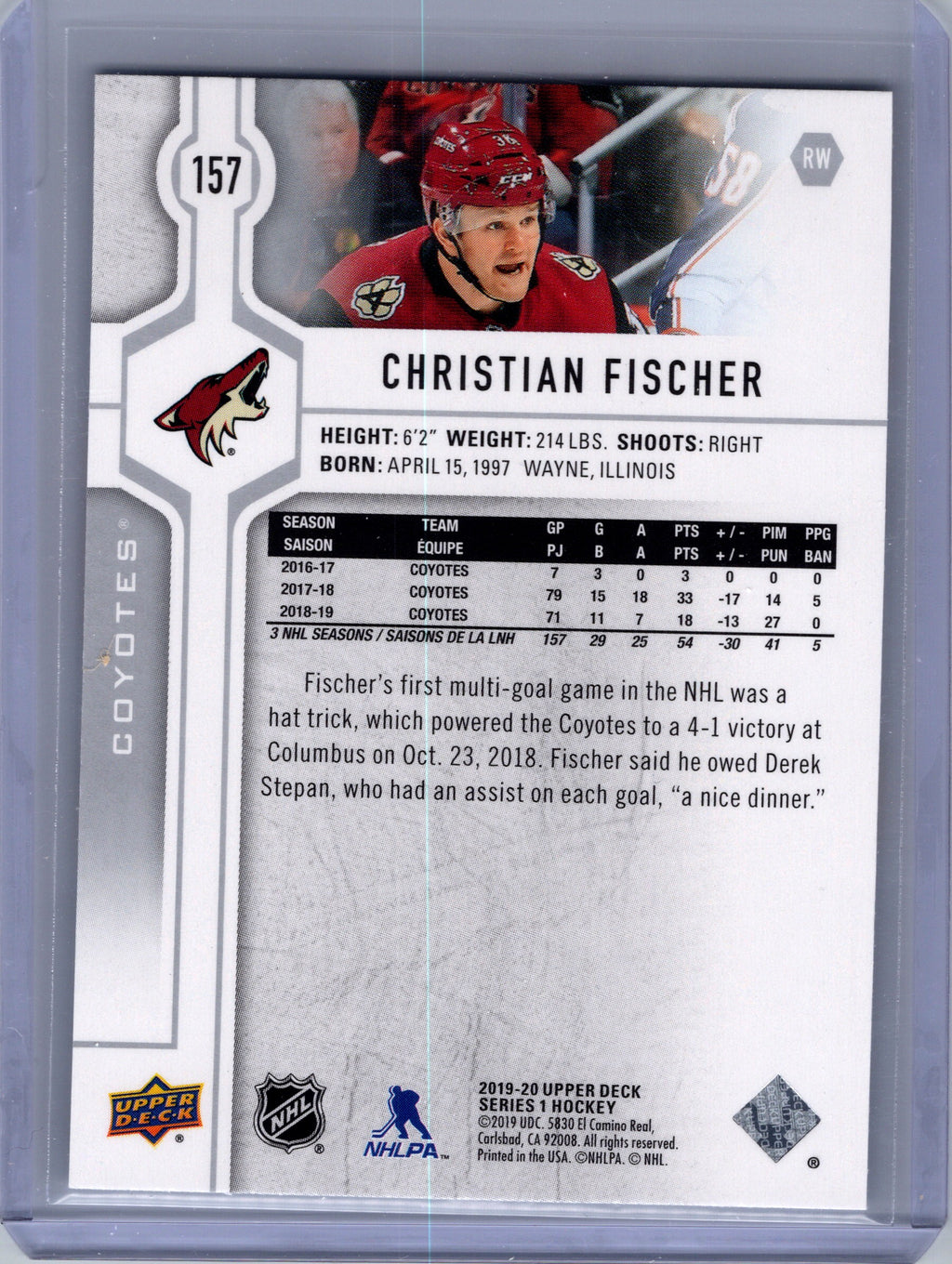 2019-20 Upper Deck #157 Christian Fischer