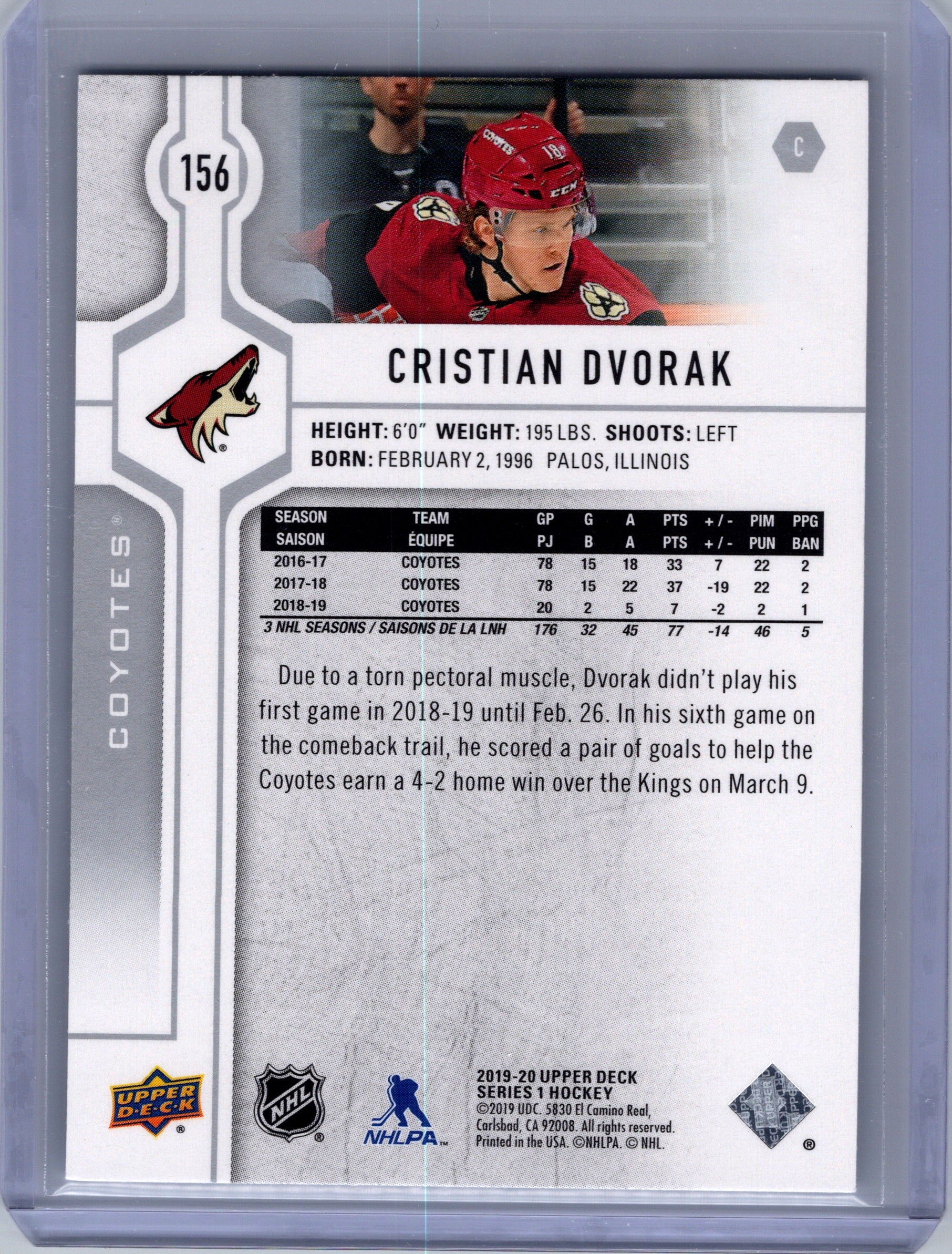 2019-20 Upper Deck #156 Christian Dvorak