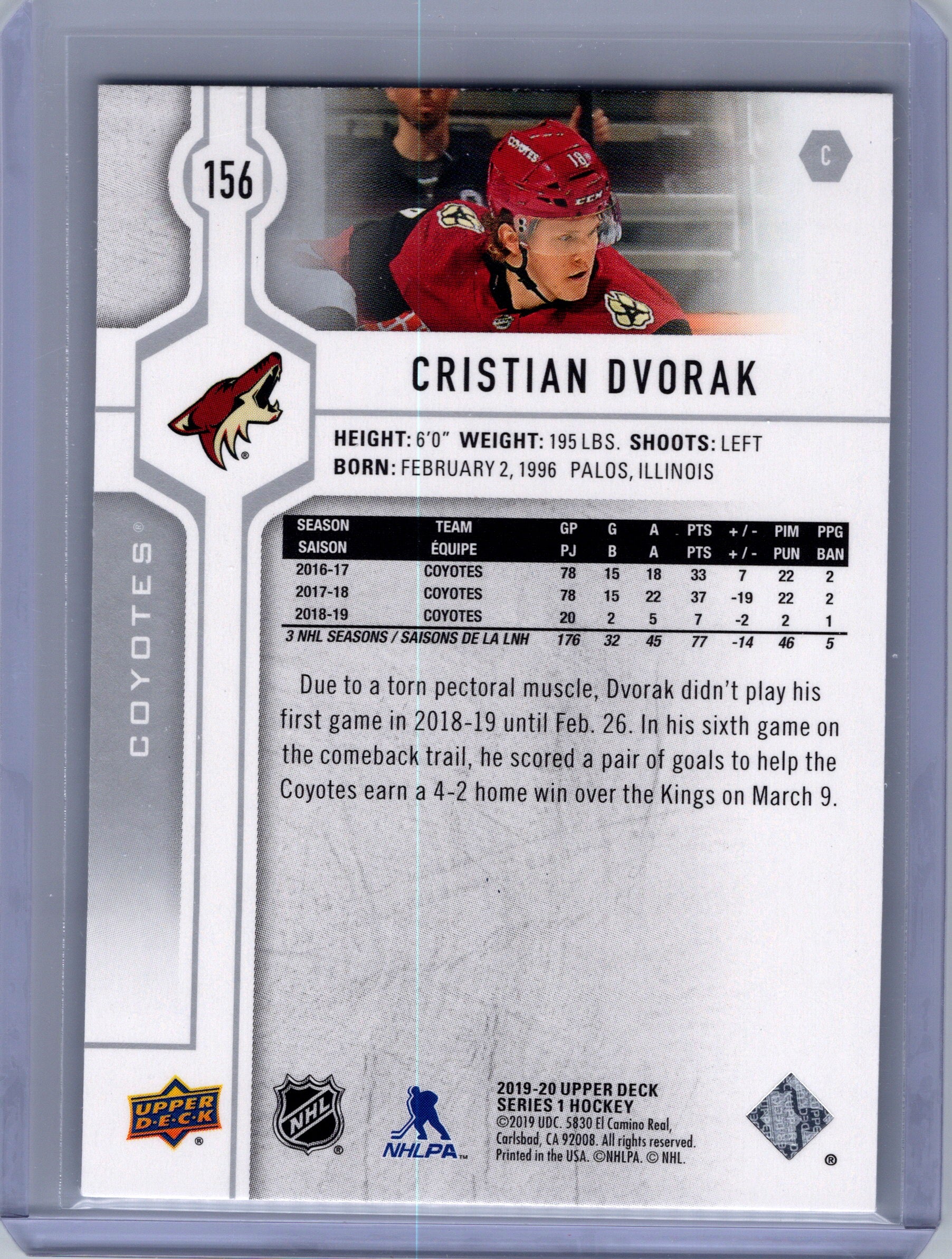 2019-20 Upper Deck #156 Christian Dvorak