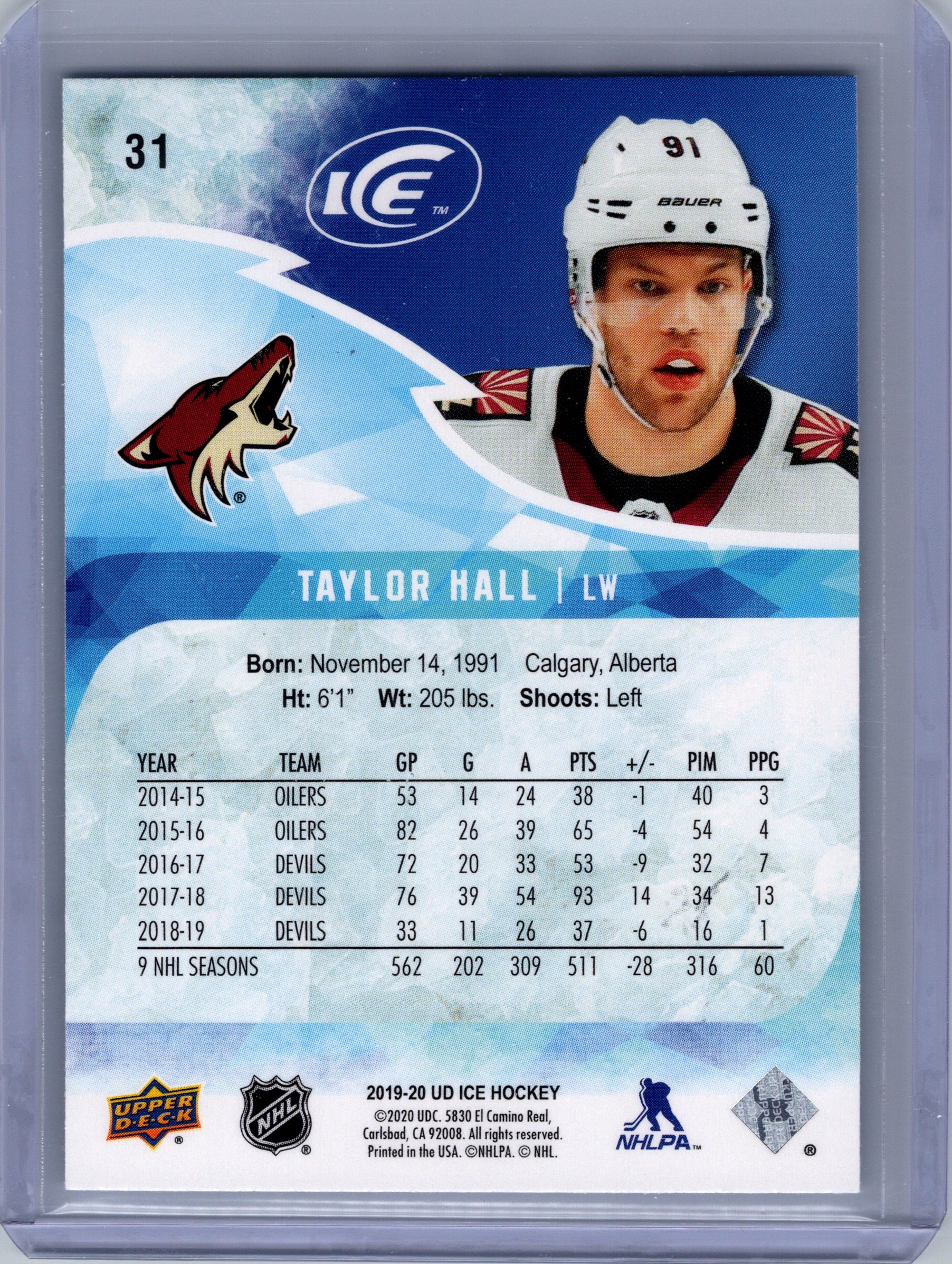 2019-20 Upper Deck Ice #31 Taylor Hall