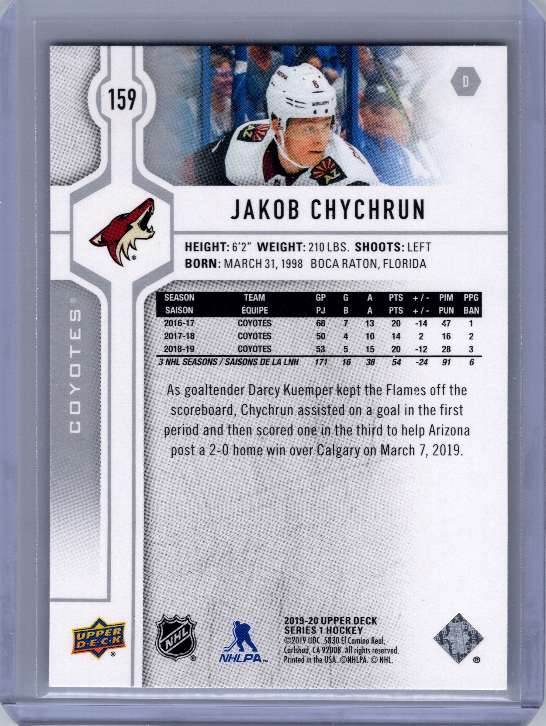 2019-20 Upper Deck #159 Jakob Chychrun