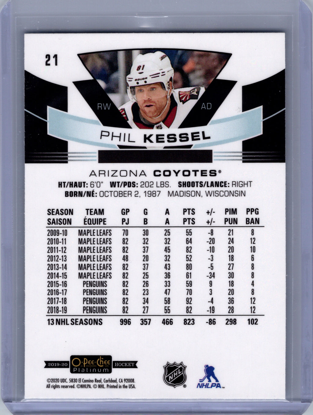 2019-20 O-Pee-Chee Platinum #21 Phil Kessel Matte-Pink