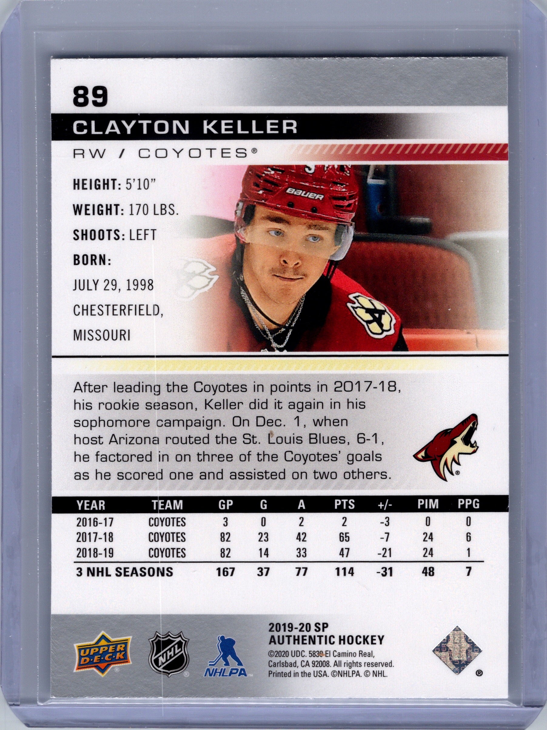 2019-20 SP #89 Clayton Keller Blue