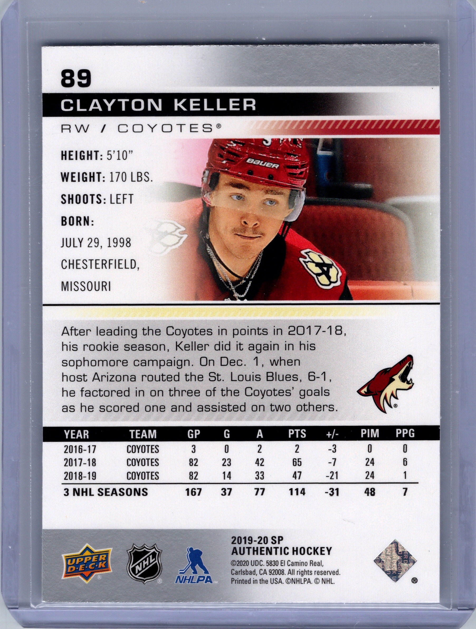 2019-20 SP #89 Clayton Keller Blue