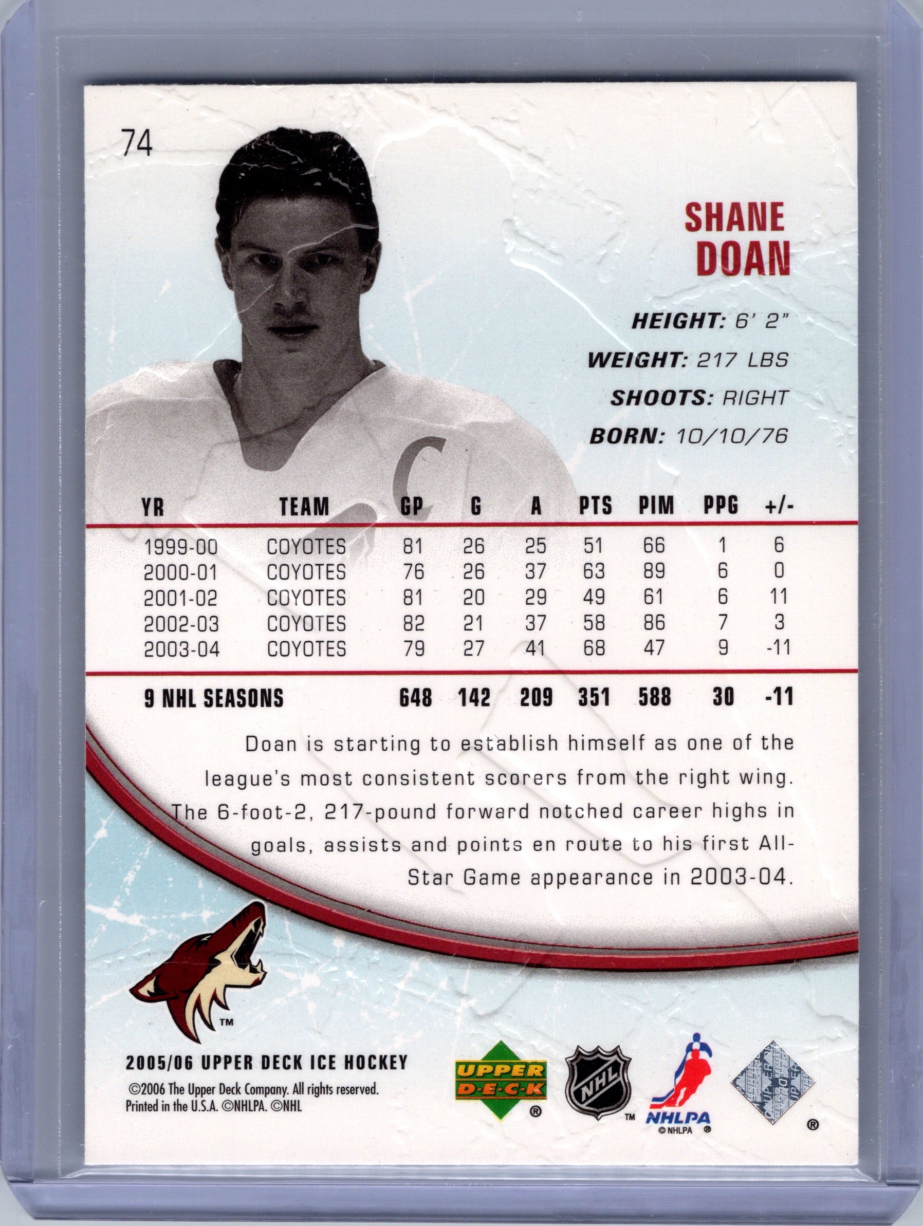 2005-06 Upper Deck Ice #74 Shane Doan