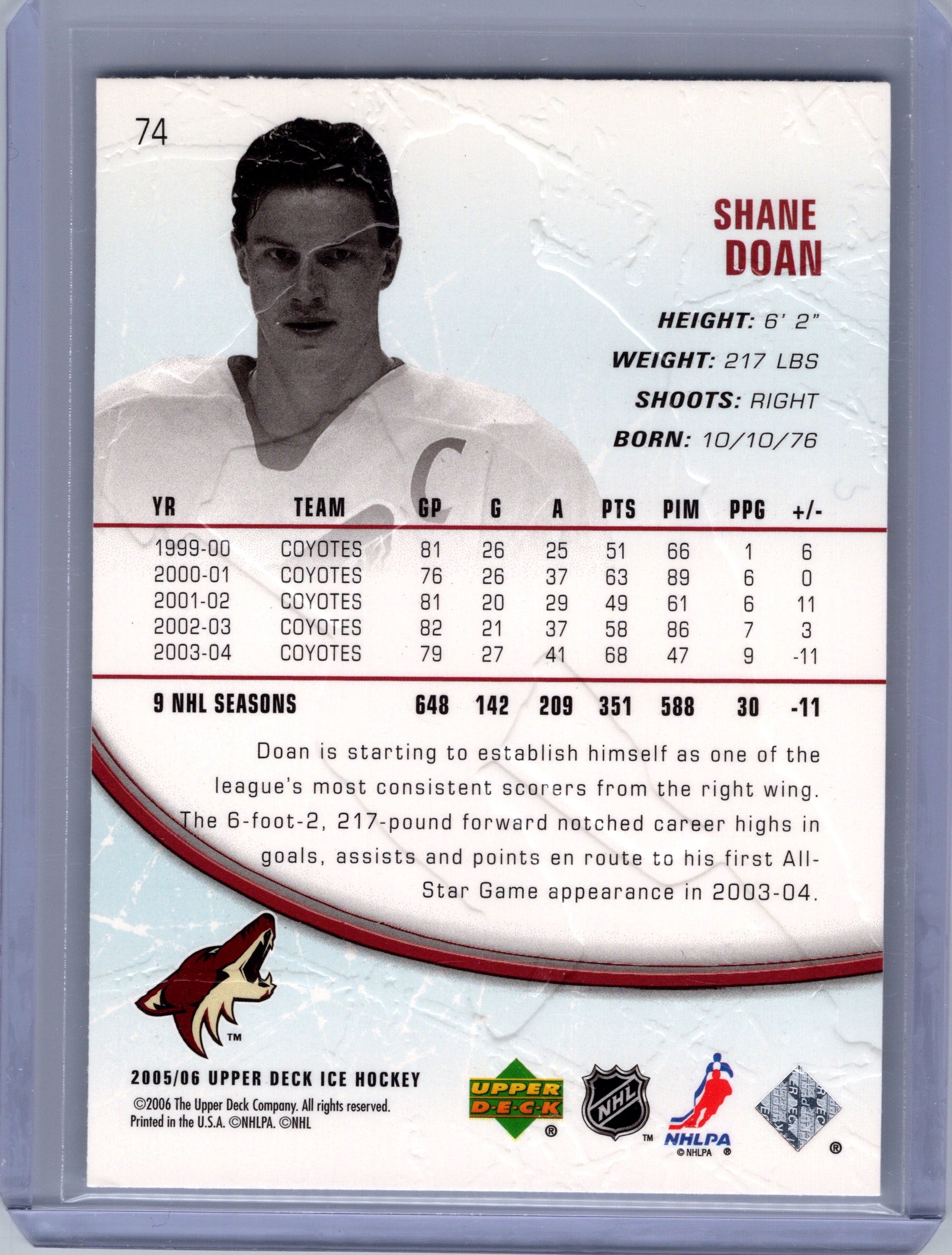 2005-06 Upper Deck Ice #74 Shane Doan
