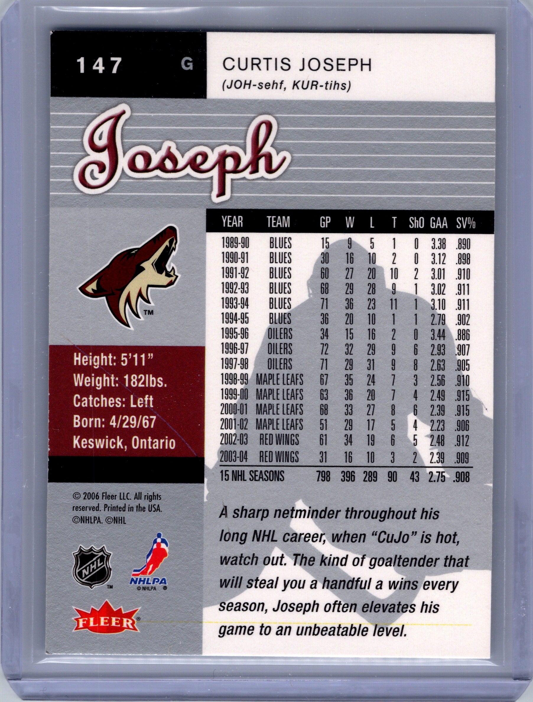 2005-06 Ultra #147 Curtis Joseph