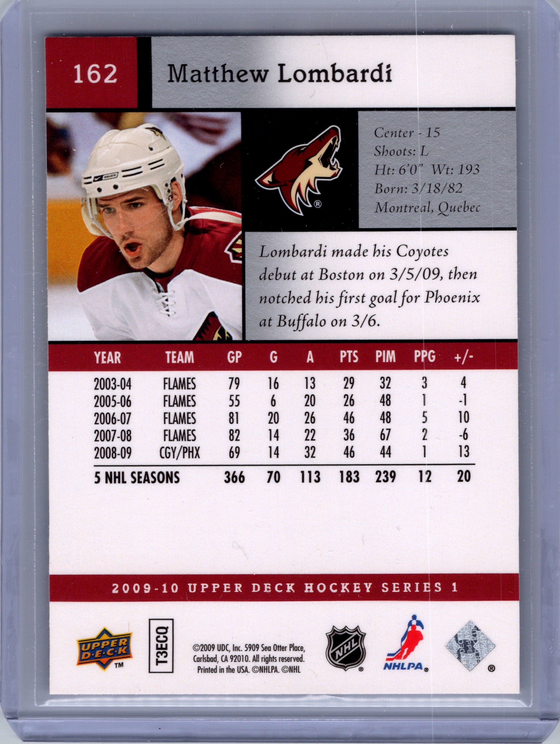 2009-10 Upper Deck #162 Matthew Lombardi UD High Gloss #/10