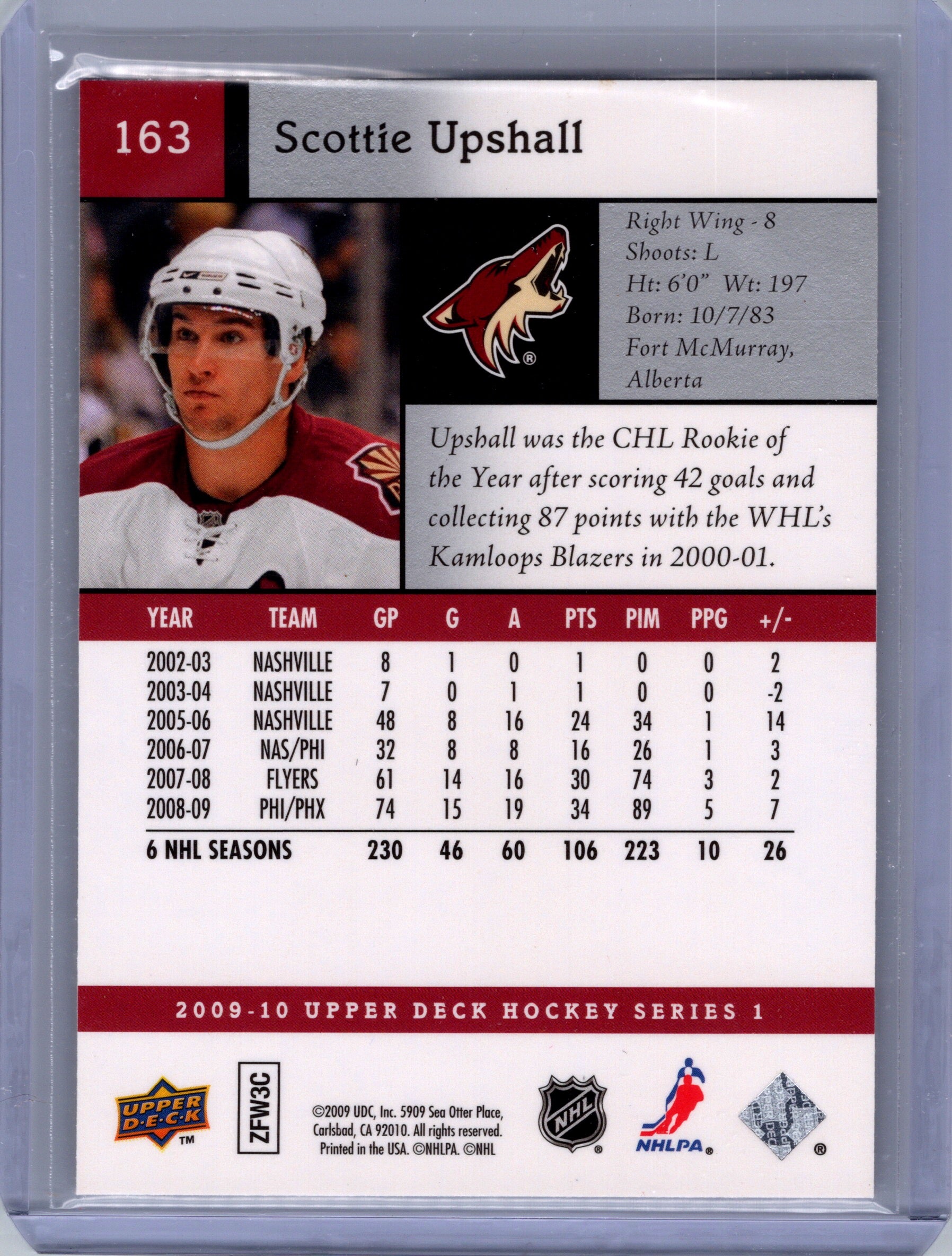 2009-10 Upper Deck #PHX-4 Scottie Upshall Arena Giveaway Phoenix Coyotes