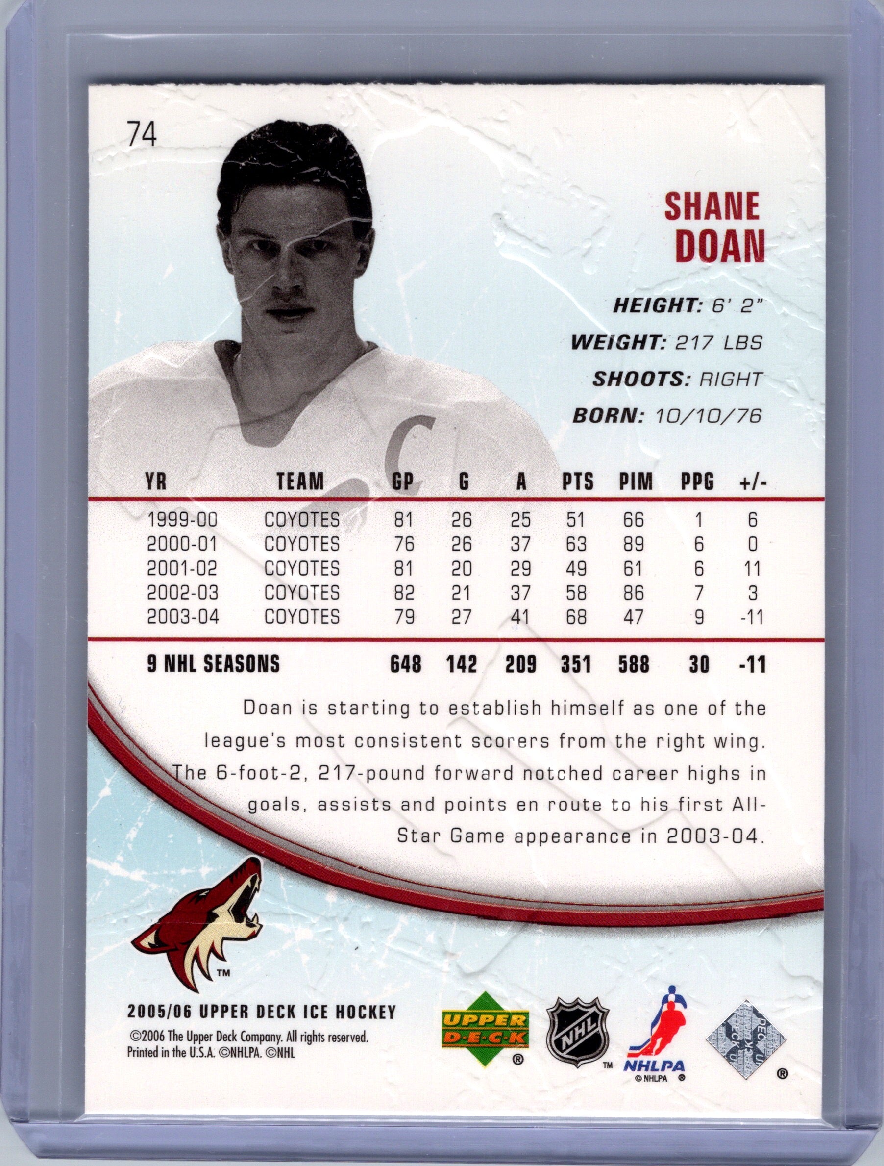 2005-06 Upper Deck Ice #74 Shane Doan