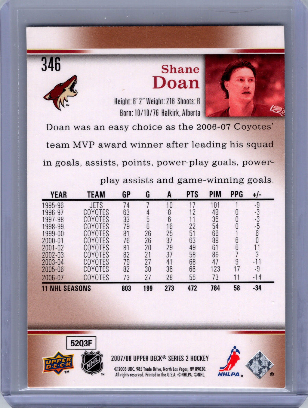 2007-08 Upper Deck #346 Shane Doan