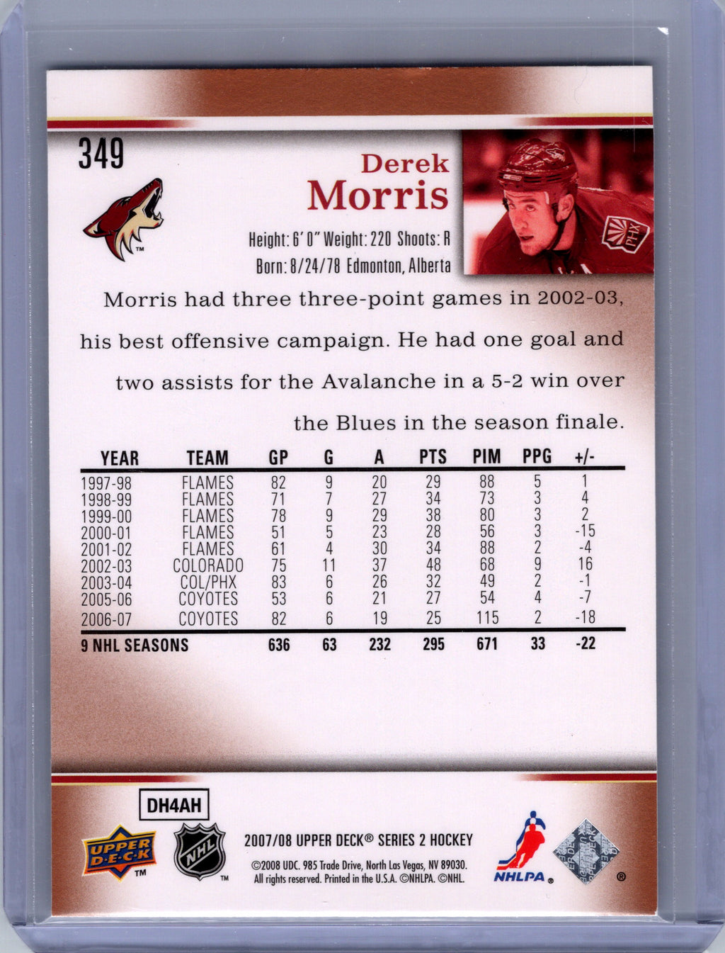 2007-08 Upper Deck #349 Derek Morris