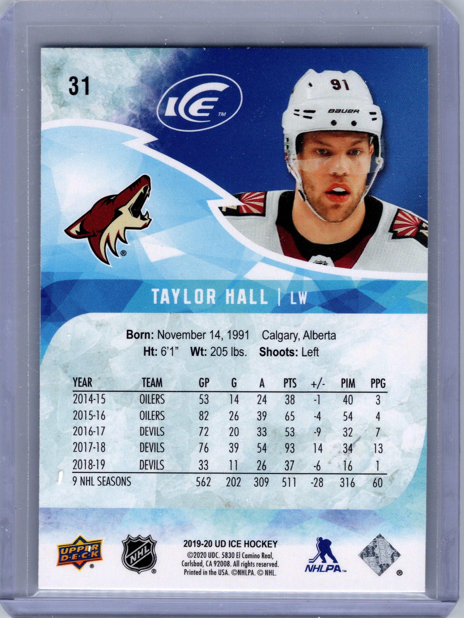 2019-20 Upper Deck Ice #31 Taylor Hall