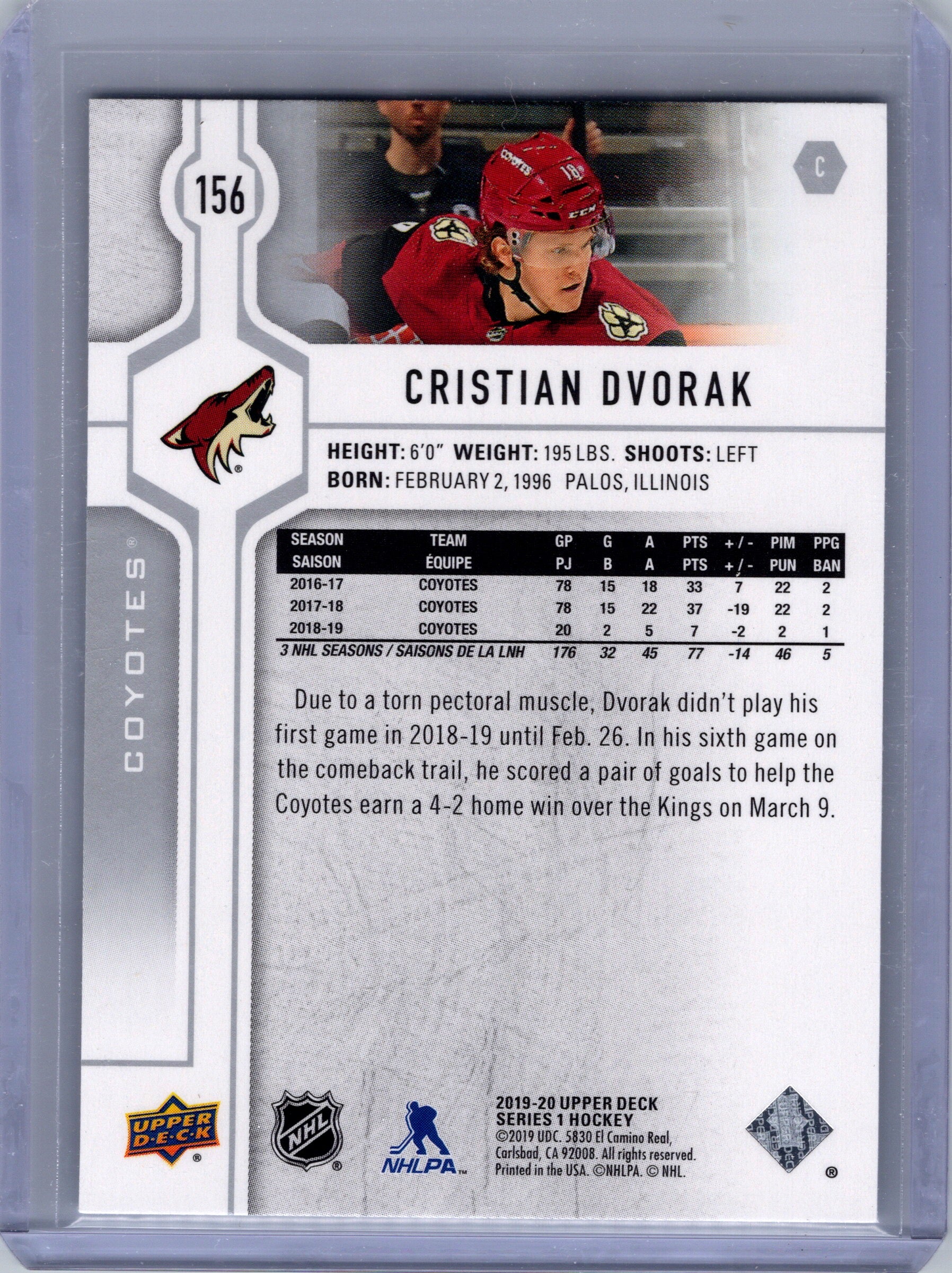 2019-20 Upper Deck #156 Christian Dvorak