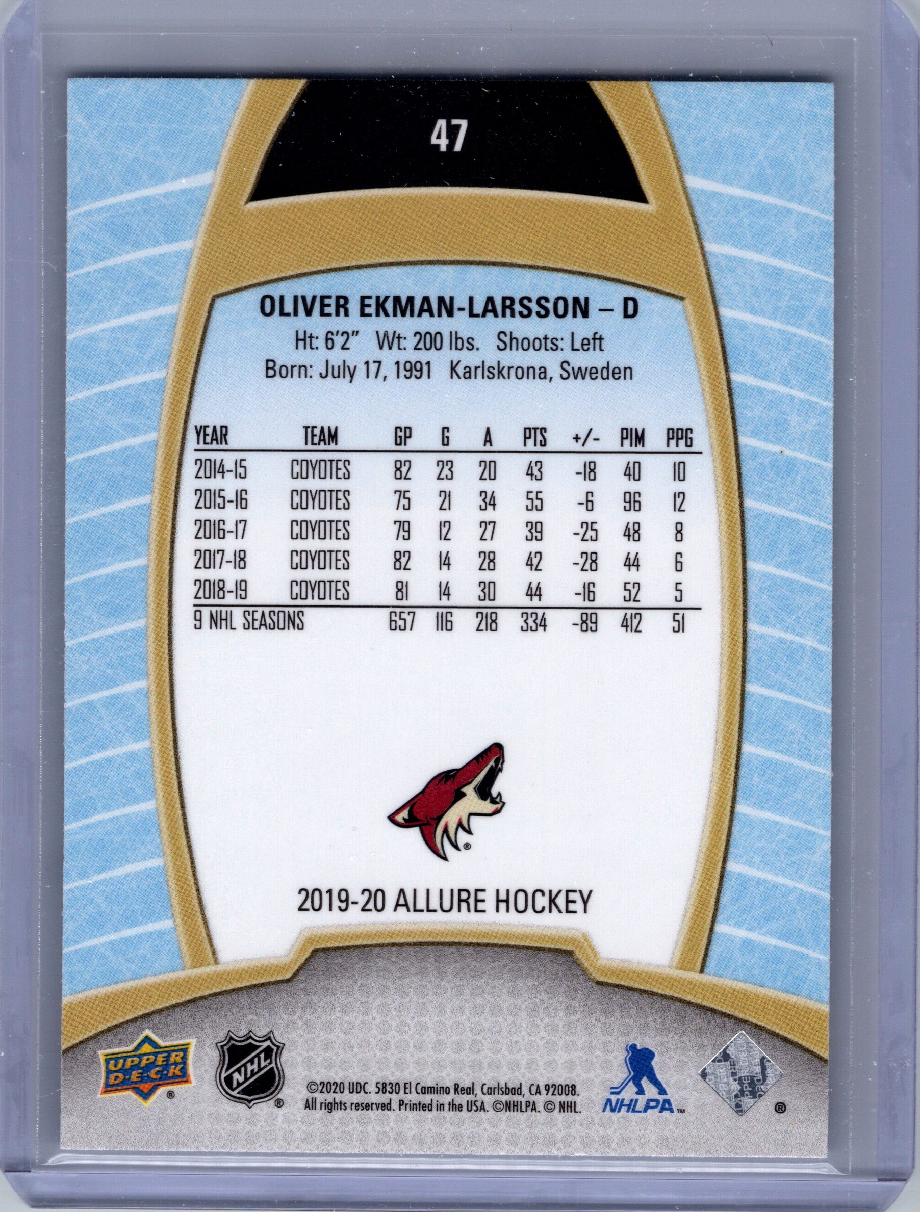 2019-20 Upper Deck Allure #47 Oliver Ekman-Larsson