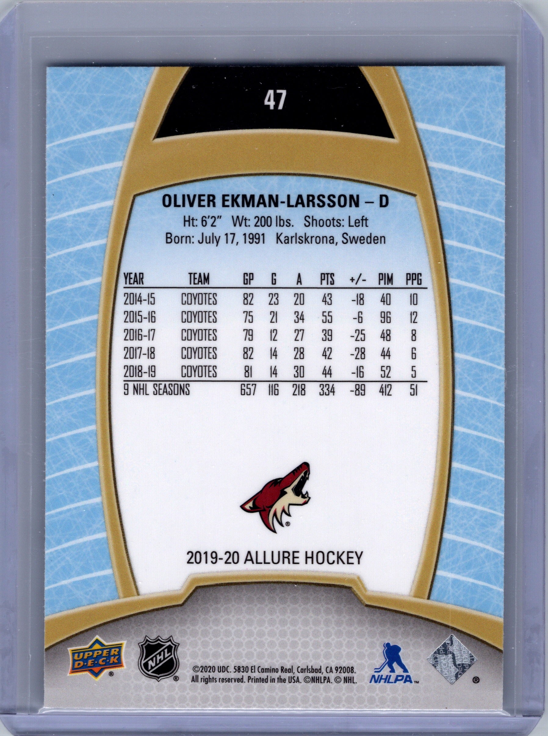2019-20 Upper Deck Allure #47 Oliver Ekman-Larsson